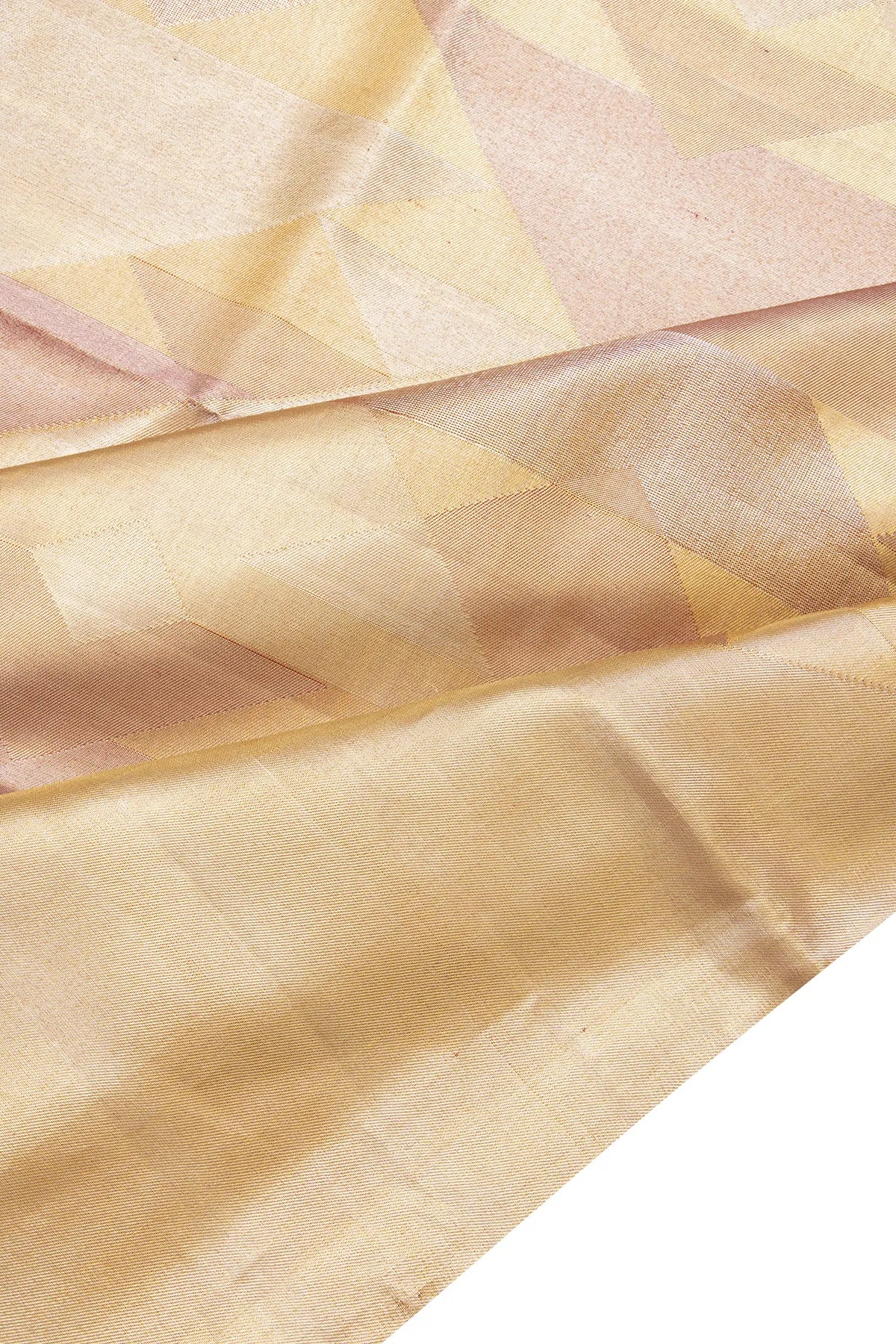 Kanchipuram Silk Tissue Geometrical Brocade Gold Saree