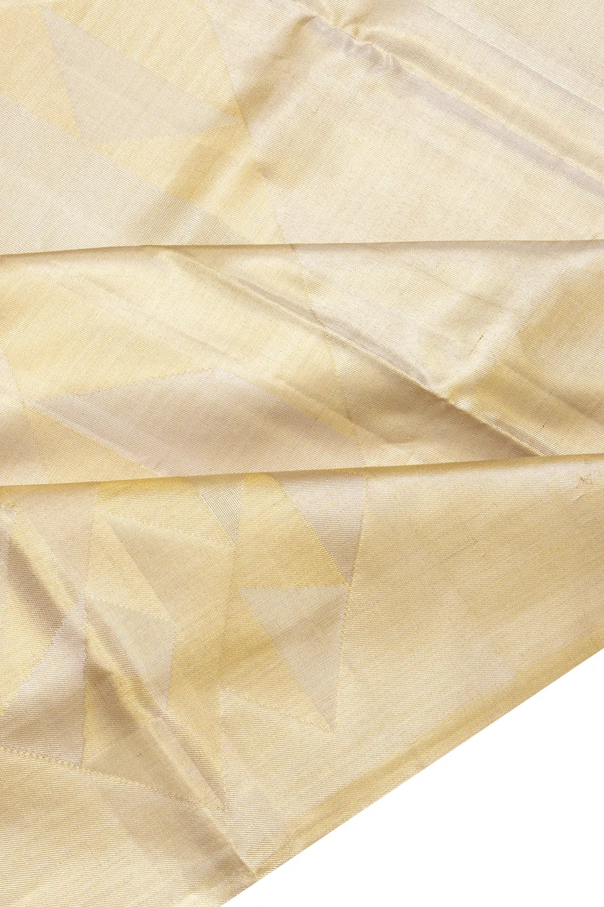 Kanchipuram Silk Tissue Geometrical Brocade Gold Saree