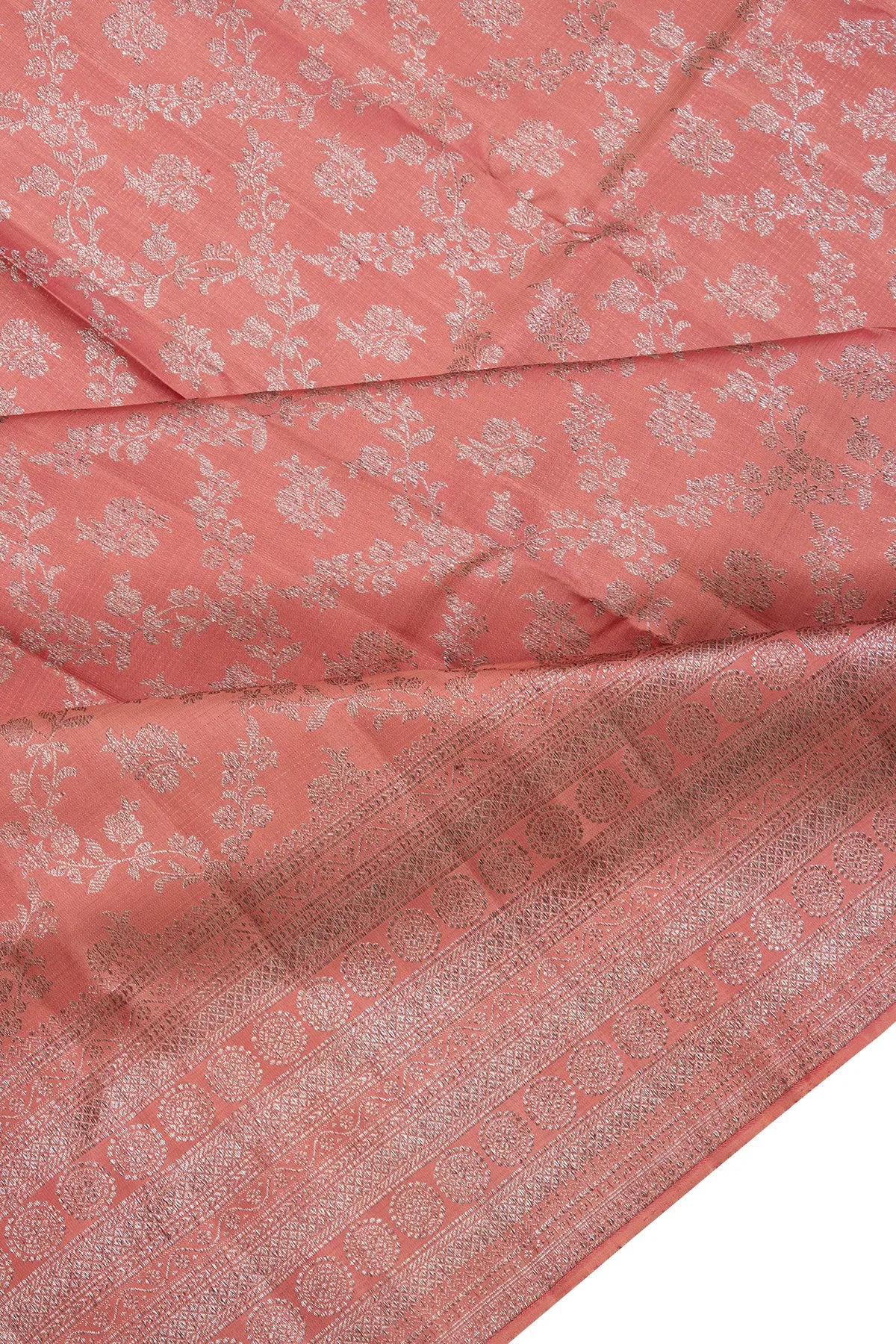Antique Zari Kanchipuram Silk Jaal Orange Saree
