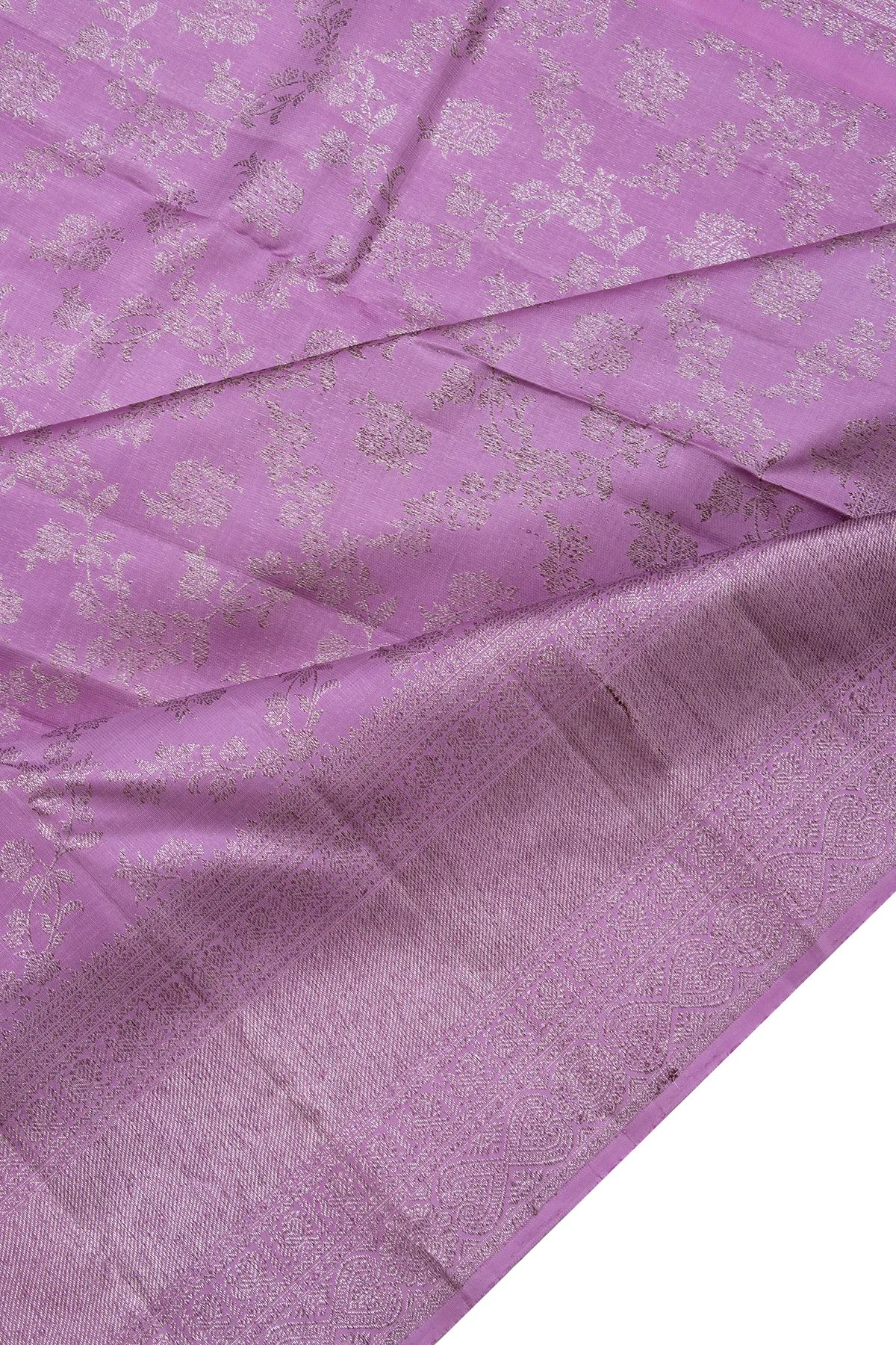 Antique Zari Kanchipuram Silk Jaal Pastel Lavender Saree