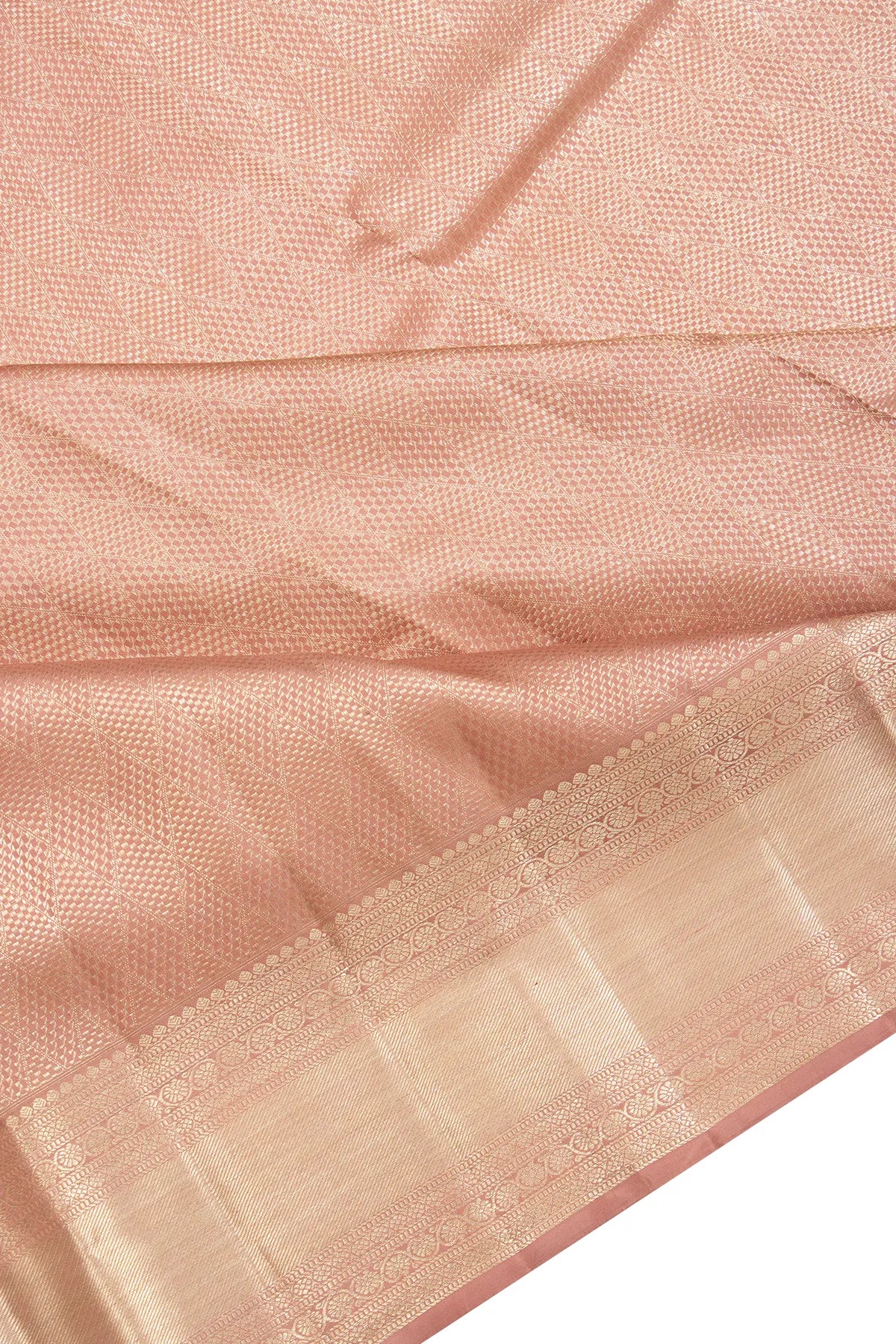Antique Zari Kanchipuram Silk Brocade Pastel Orange Saree