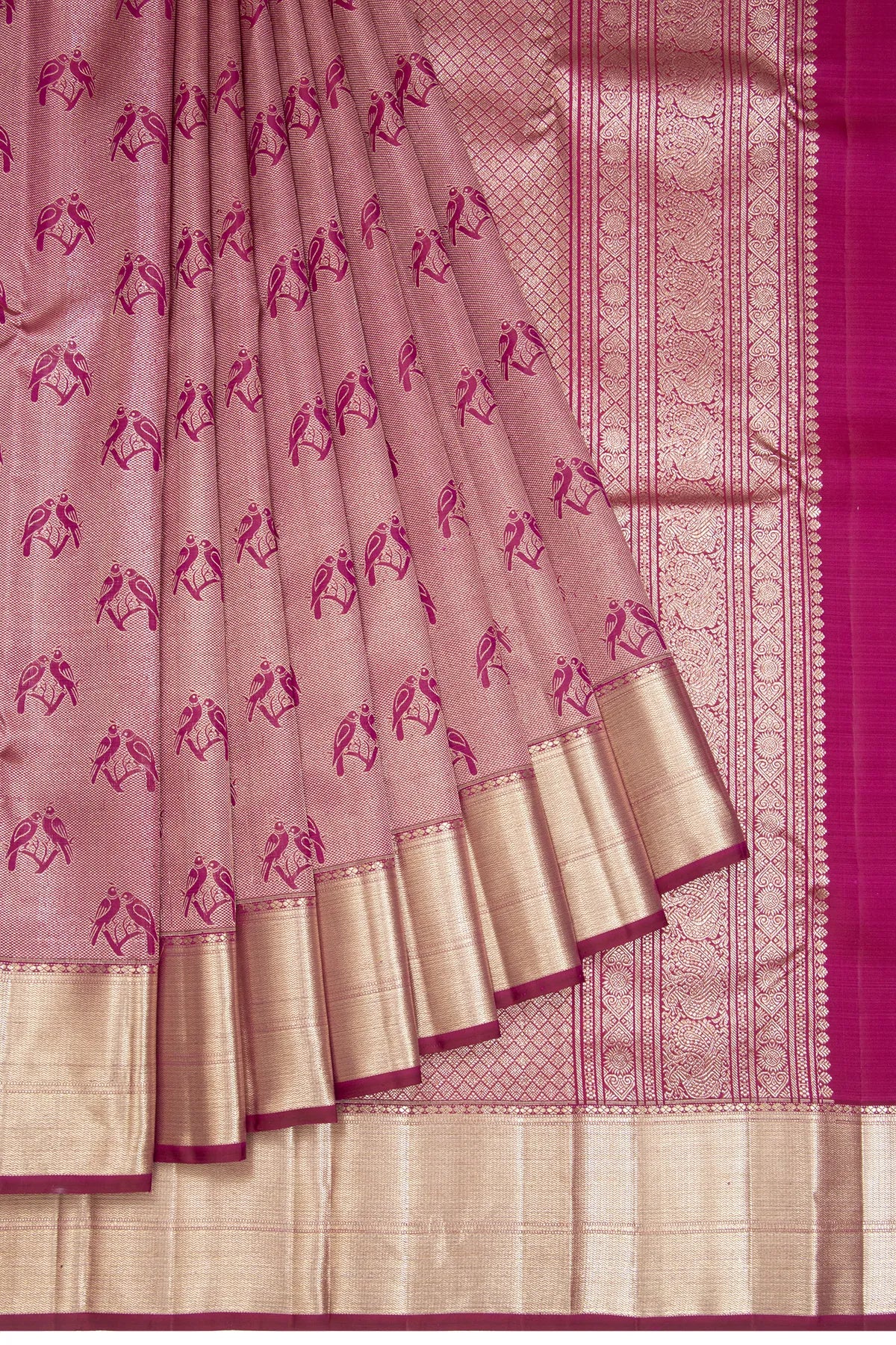 Kanchipuram Silk Tissue And Butta Pink Sare