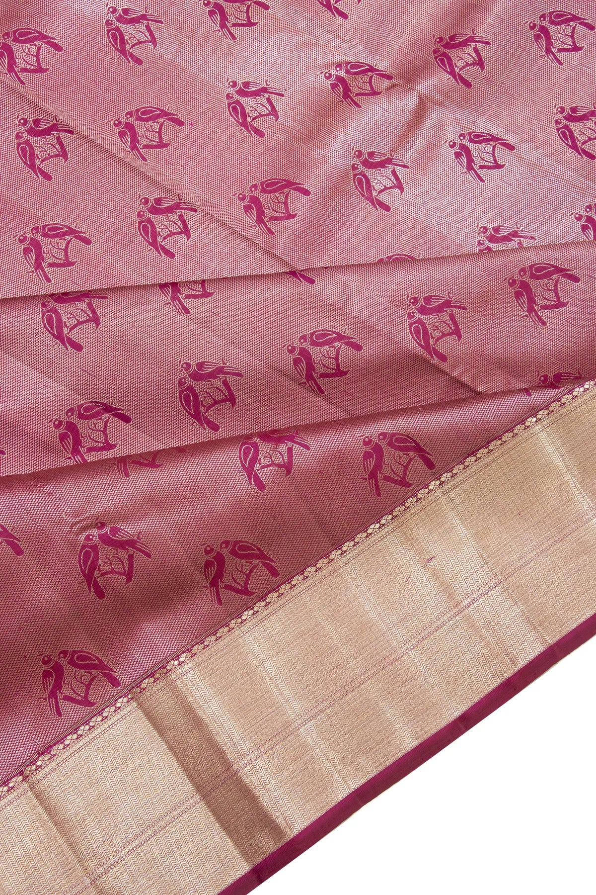 Kanchipuram Silk Tissue And Butta Pink Sare