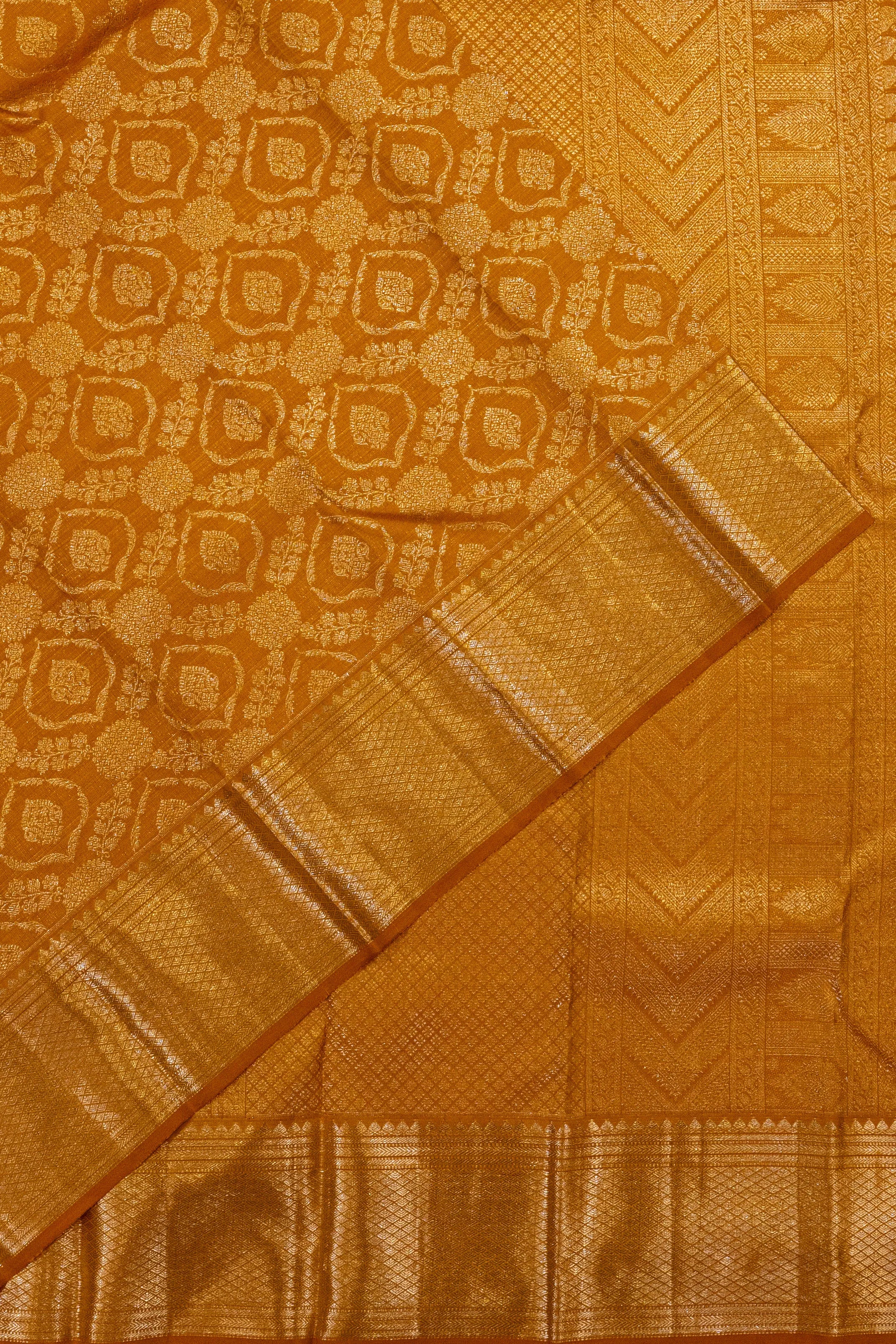 Kanchipuram Silk Brocade Yellow Saree