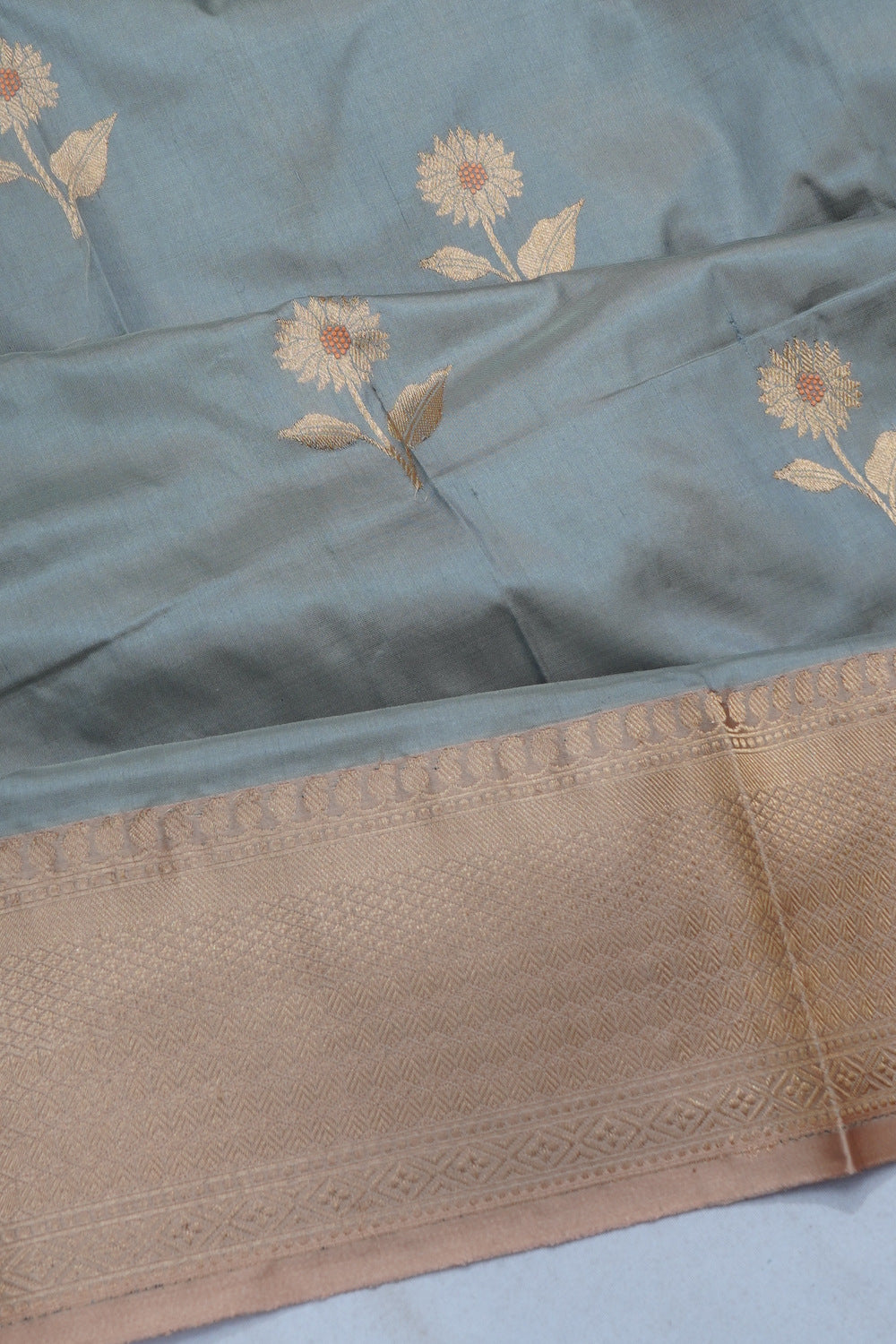 Banarasi Katan Silk Butta Grey Saree
