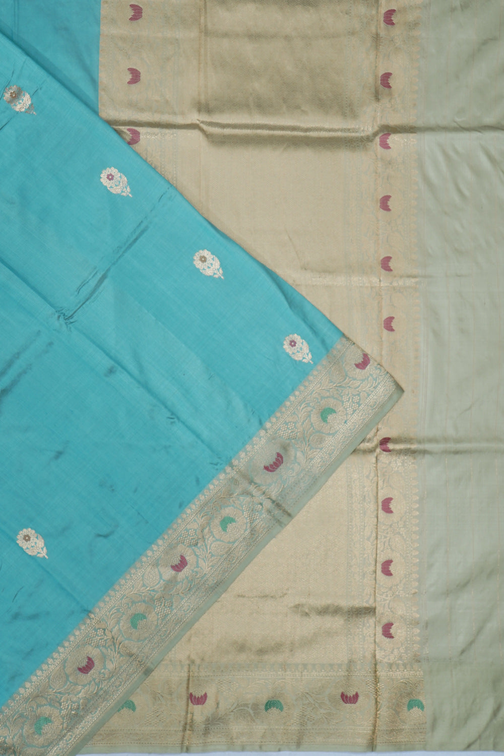 Banarasi Katan Silk Butta Sky Blue Saree