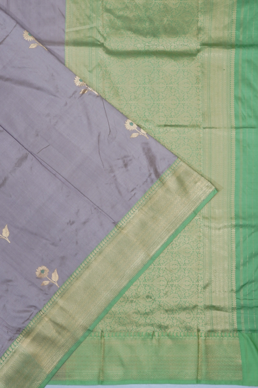 Banarasi Katan Silk Butta Grey Saree