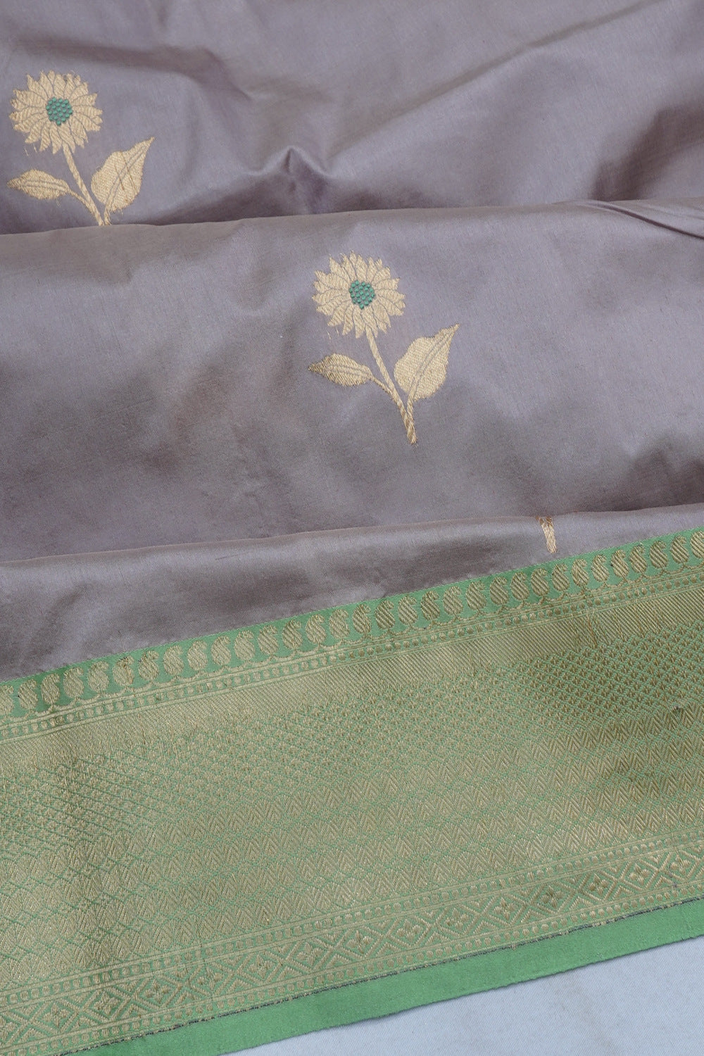 Banarasi Katan Silk Butta Grey Saree