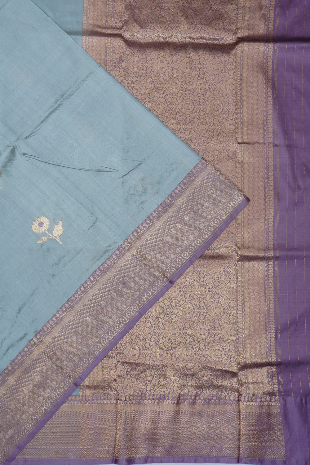 Banarasi Katan Silk Butta Pastel Grey Saree