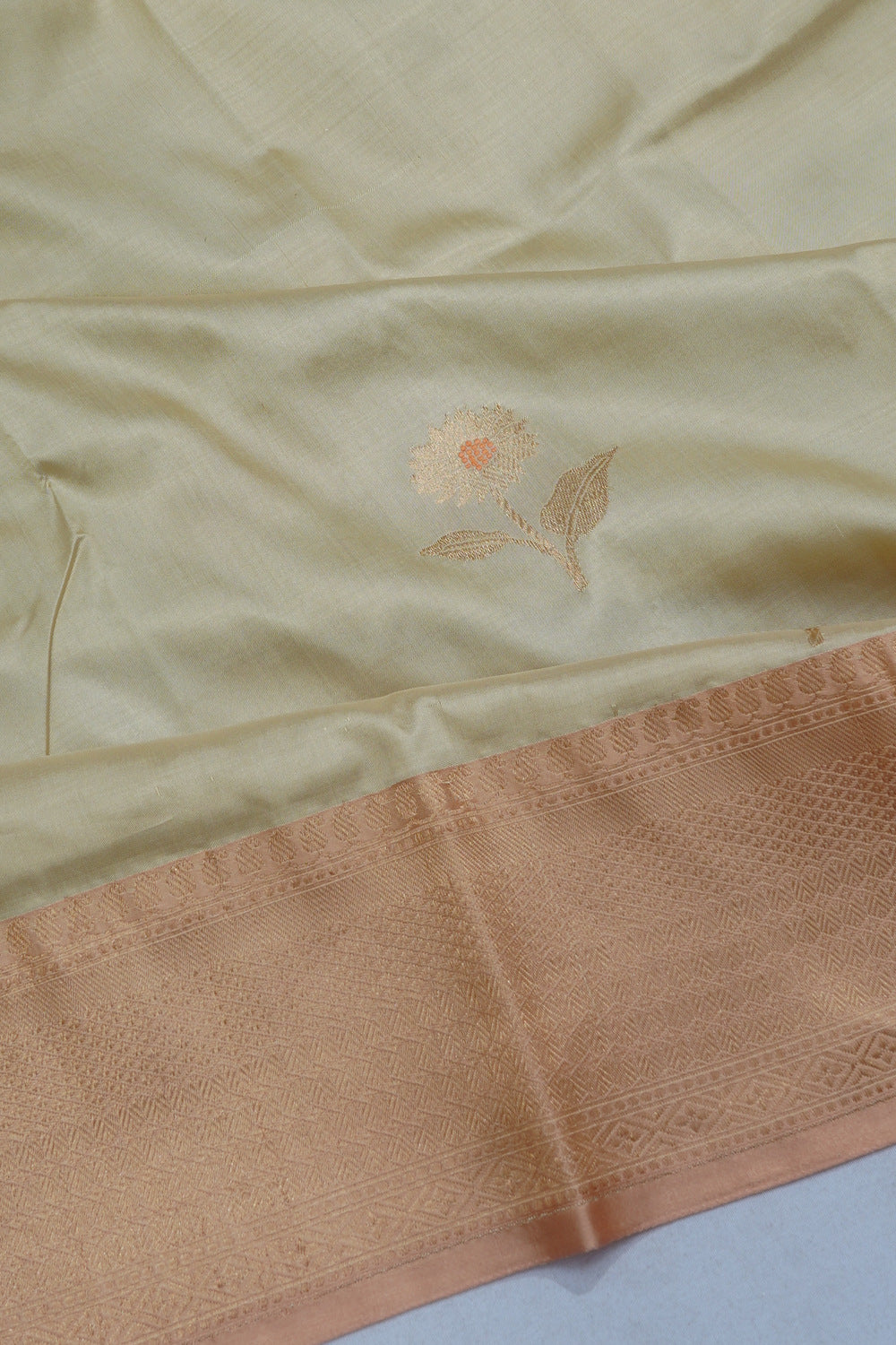 Banarasi Katan Silk Butta Cream Saree
