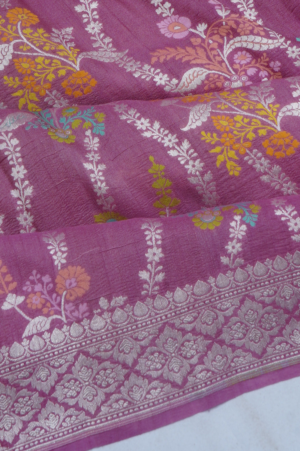 Banarasi Tussar Georgette Brocade Pink Saree