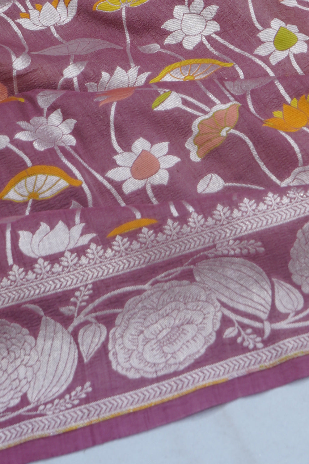 Banarasi Tussr Pichwai Jaal Pink Saree