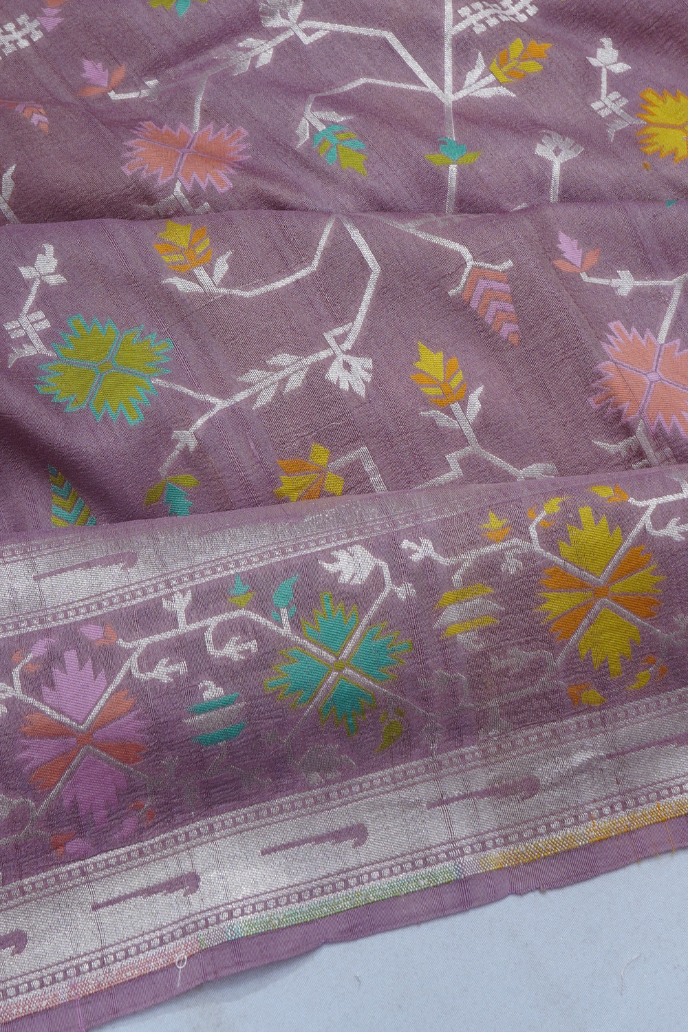 Banarasi Tussar Georgette Brocade Lavender Saree