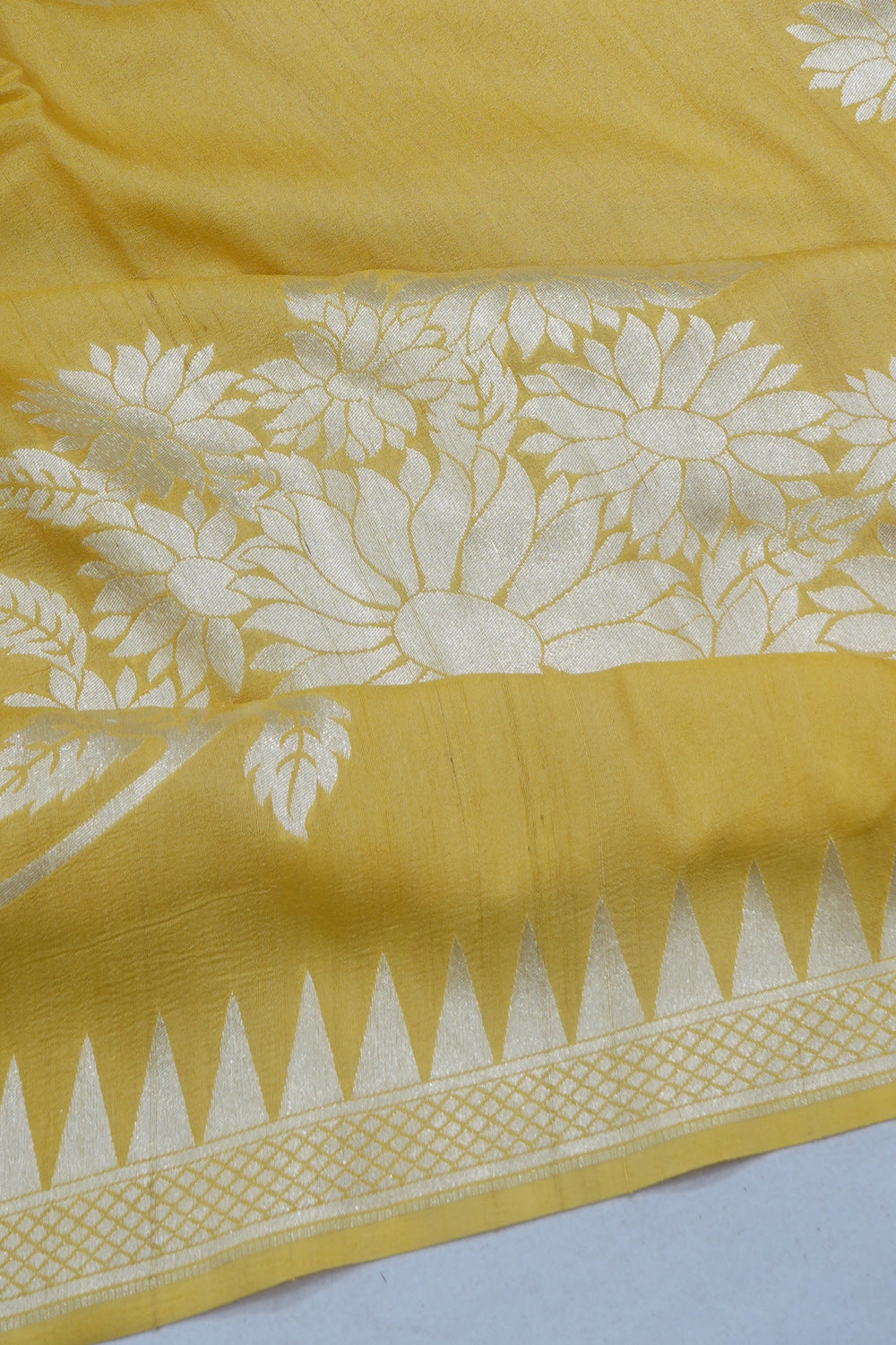Banarasi Tussar Georgette Butta Yellow Saree