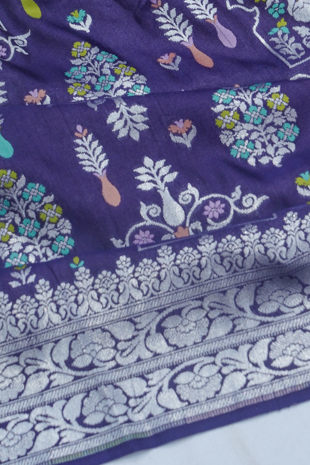 Banarasi Tussar Georgette Brocade Purple Saree