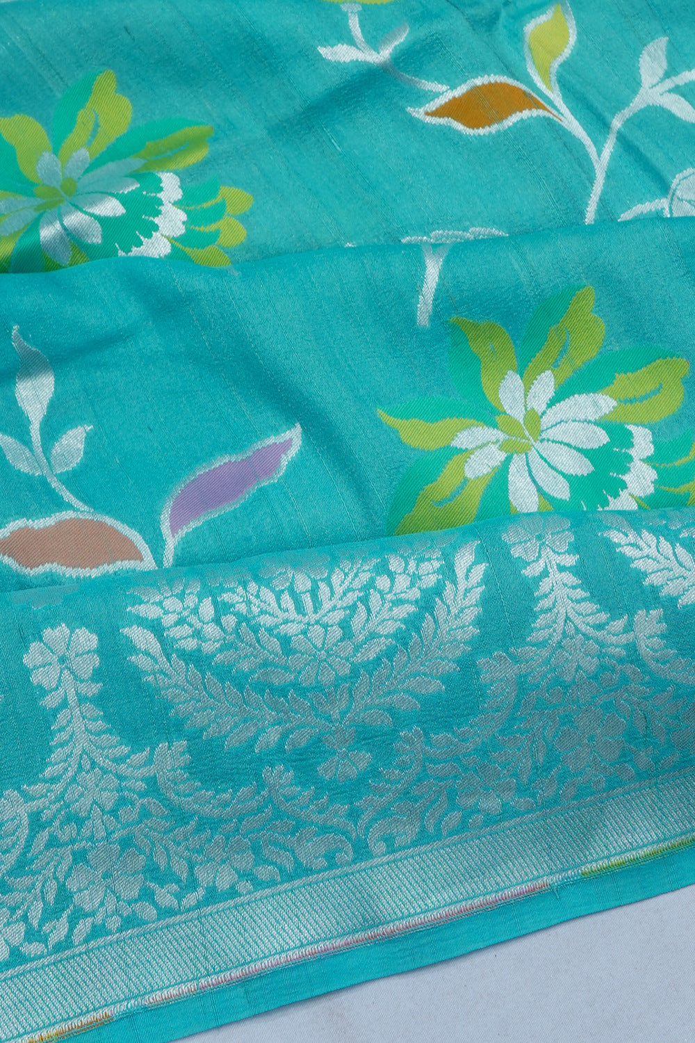Banarasi Tussar Georgette Jaal Sky Blue Saree