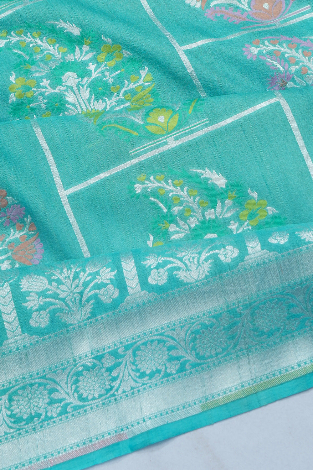 Banarasi Tussar Georgette Brocade Sky Blue Saree