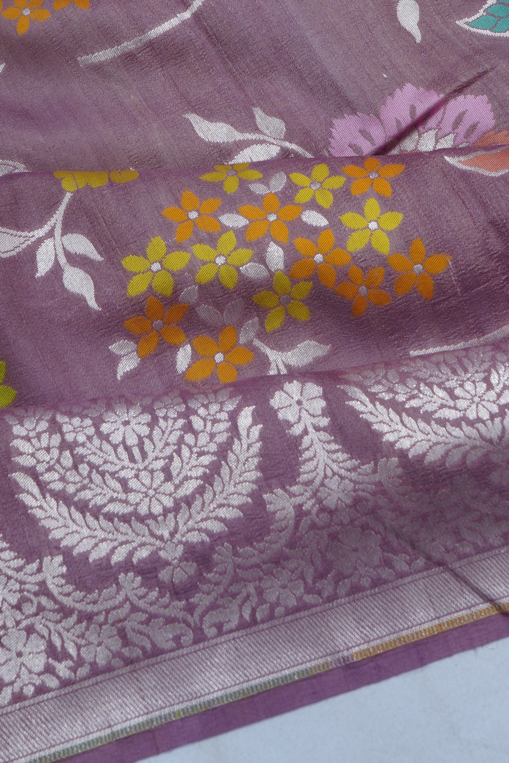 Banarasi Tussar Georgette Brocade Lavender Saree
