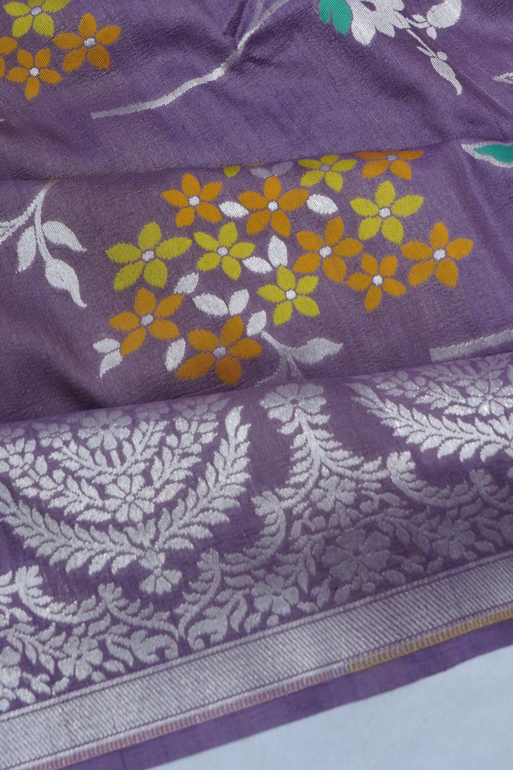 Banarasi Tussar Georgette Brocade Violet Saree