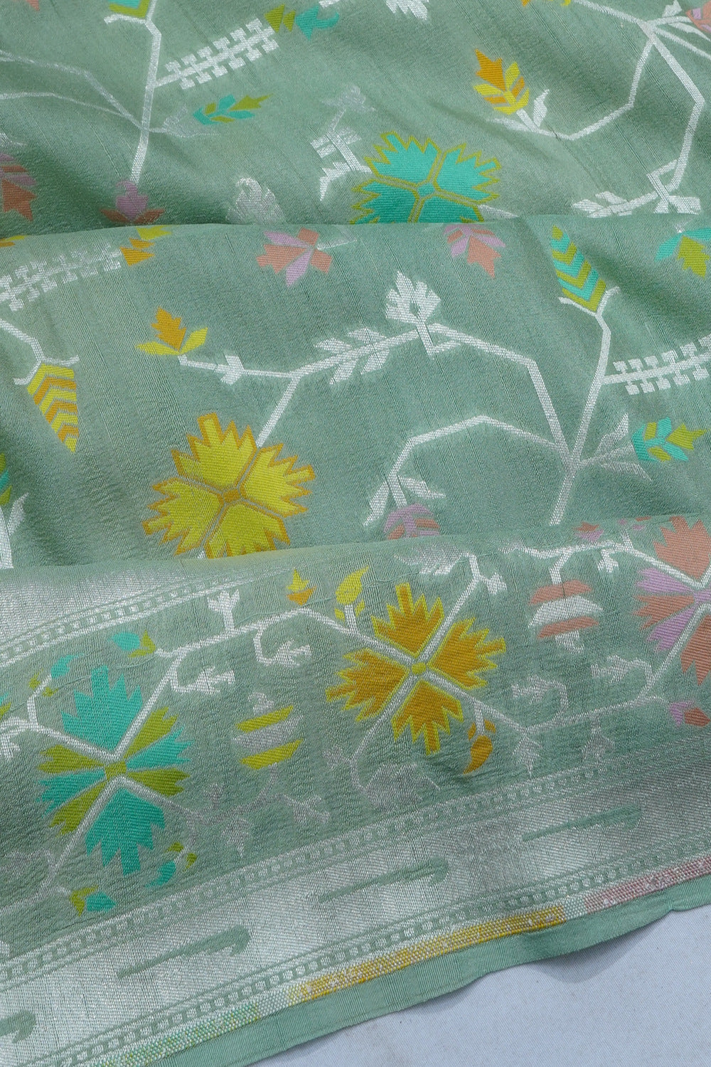 Banarasi Tussar Georgette Brocade Pastel Green Saree