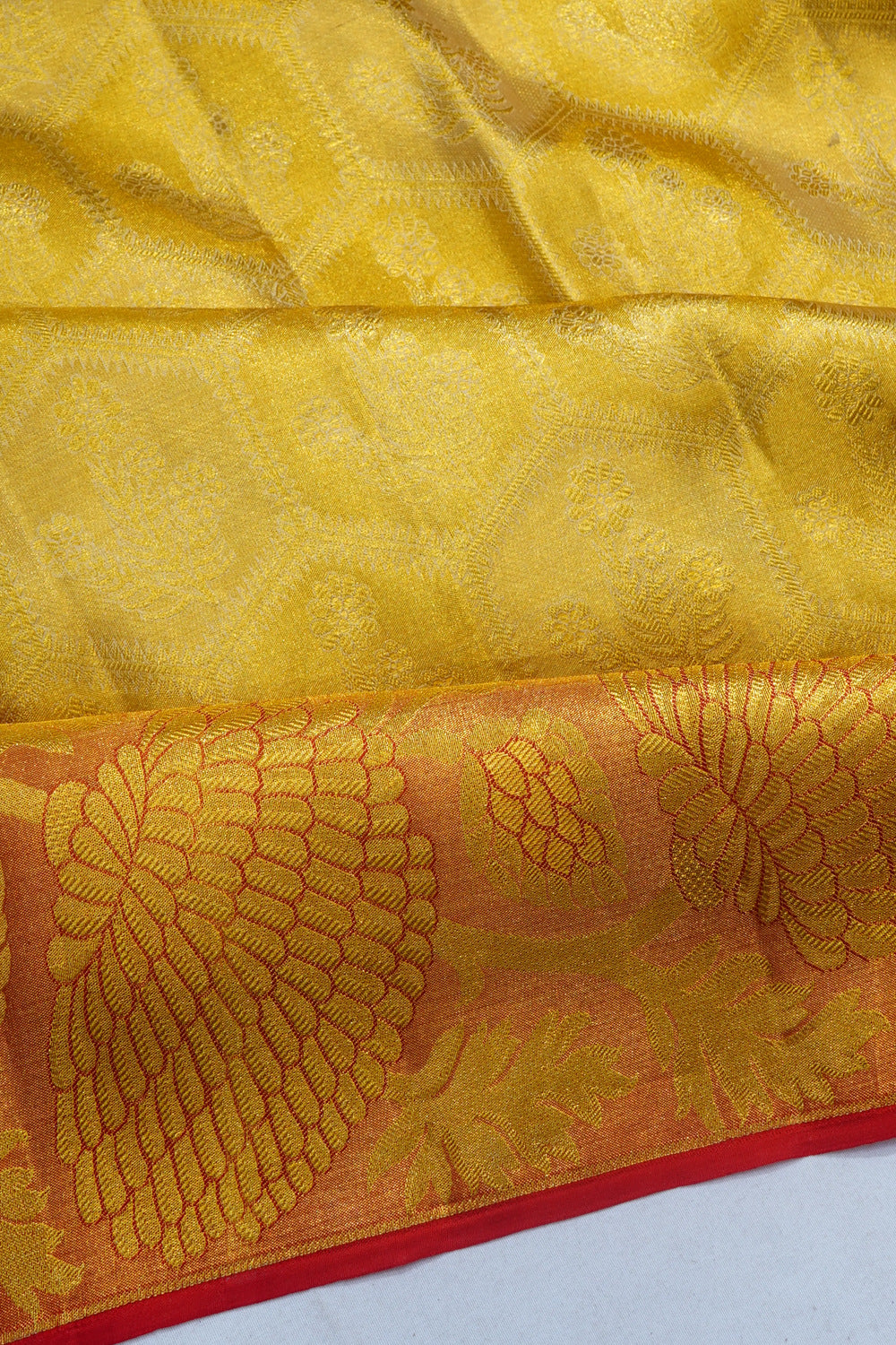 Kanchipuram Silk Tissue Brocade Gold Saree