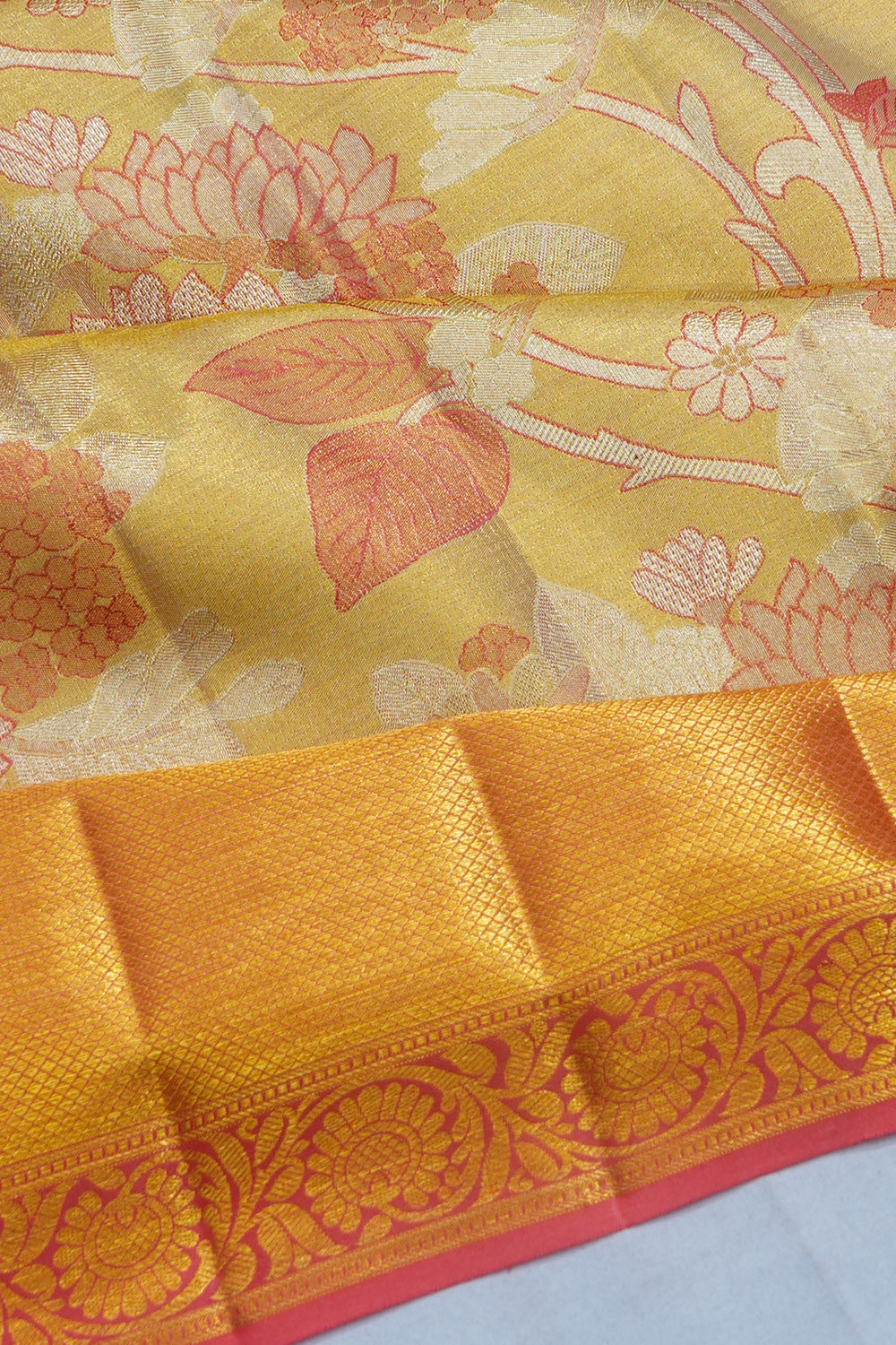 Kanchipuram Silk Tissue Brocade Gold Saree