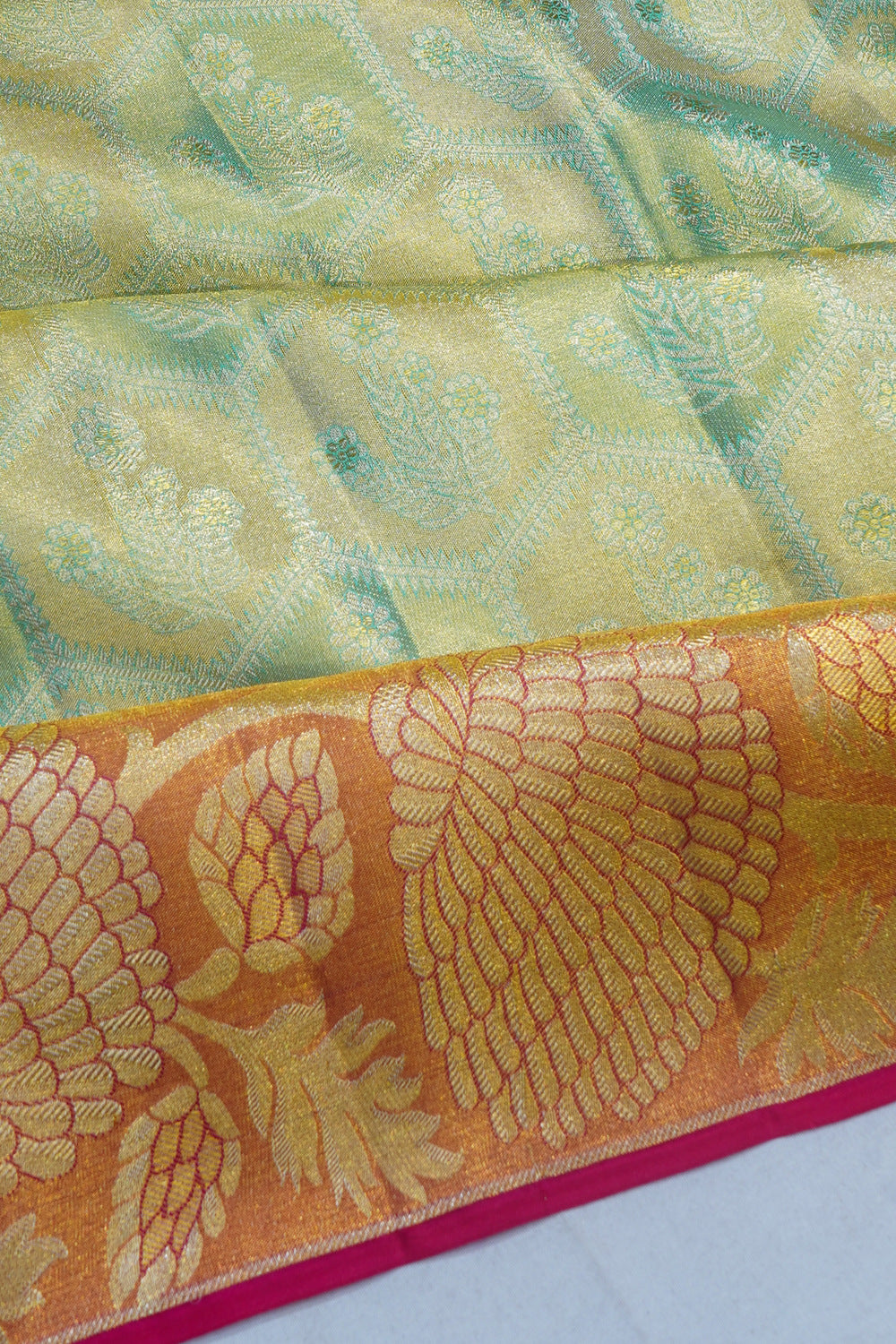 Kanchipuram Silk Tissue Brocade Sky Blue Saree
