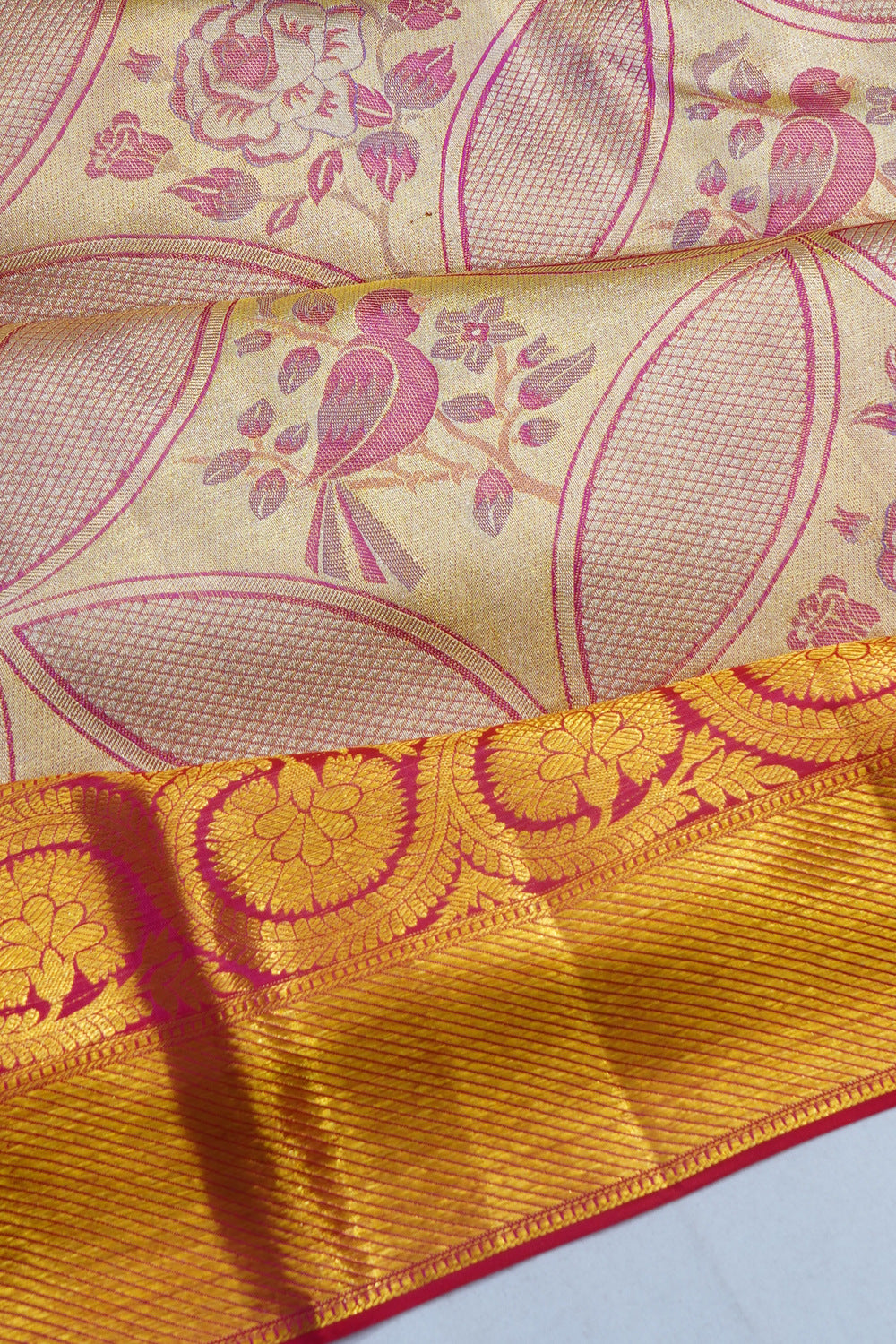 Kanchipuram Silk Tissue Brocade Gold Saree