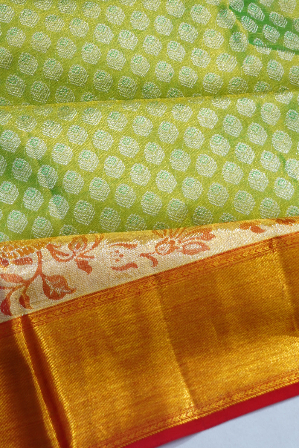 Kanchipuram Silk Tissue Brocade Green Saree