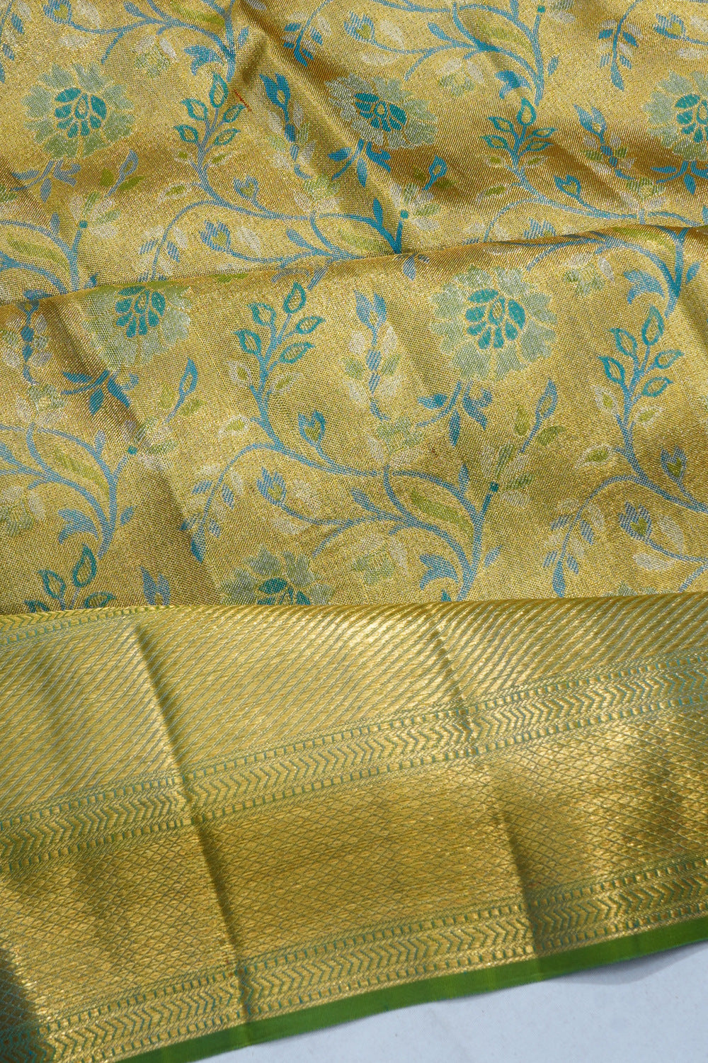 Kanchipuram Silk Tissue Brocade Gold Saree