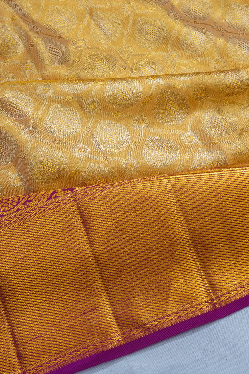 Kanchipuram Silk Tissue Brocade Gold Saree