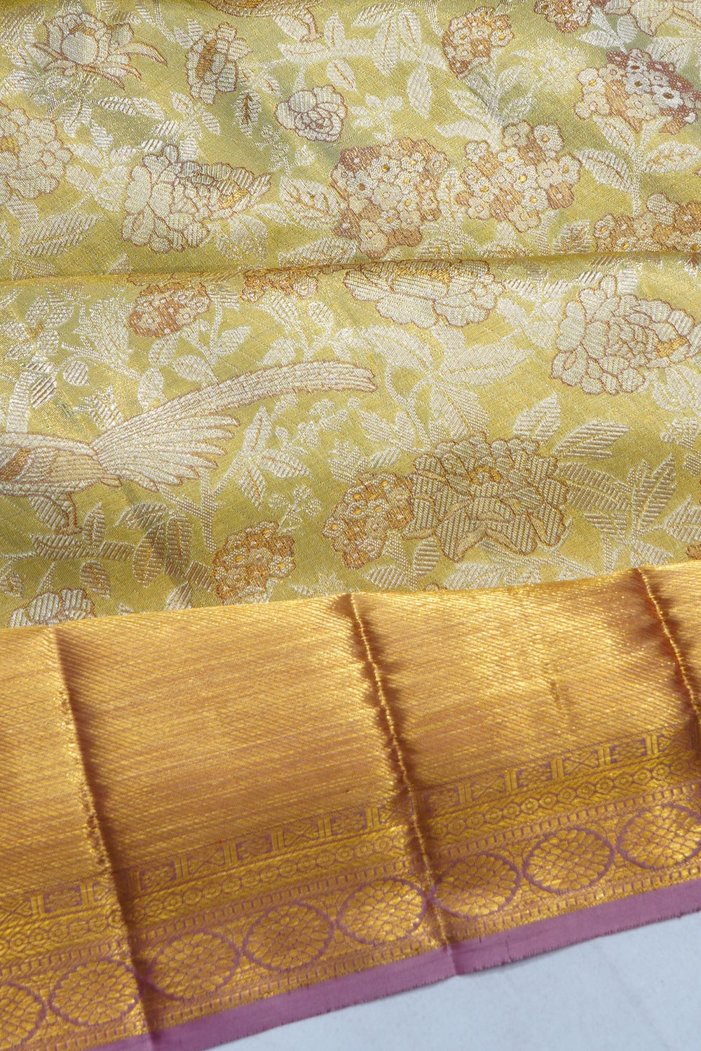 Kanchipuram Silk Tissue Brocade Gold Saree