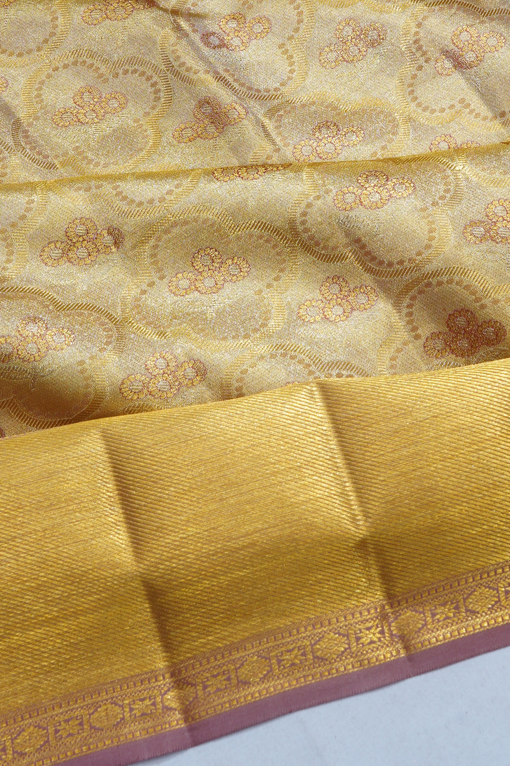 Kanchipuram Silk Tissue Brocade Gold Saree
