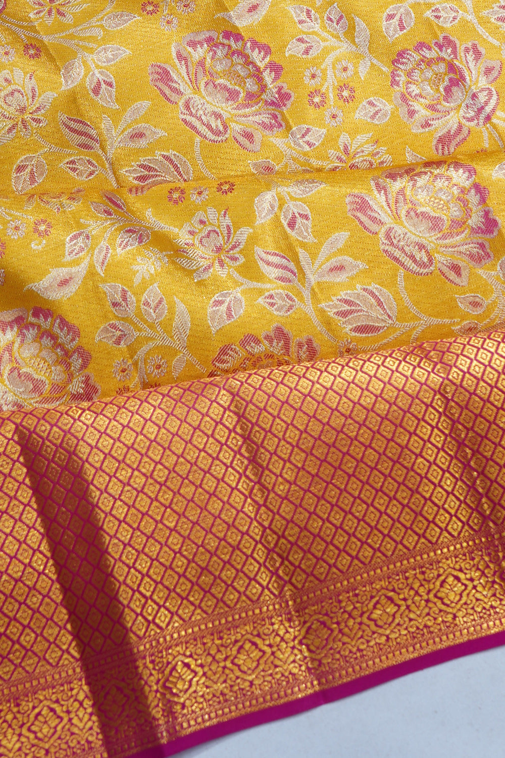 Kanchipuram Silk Tissue Brocade Gold Saree