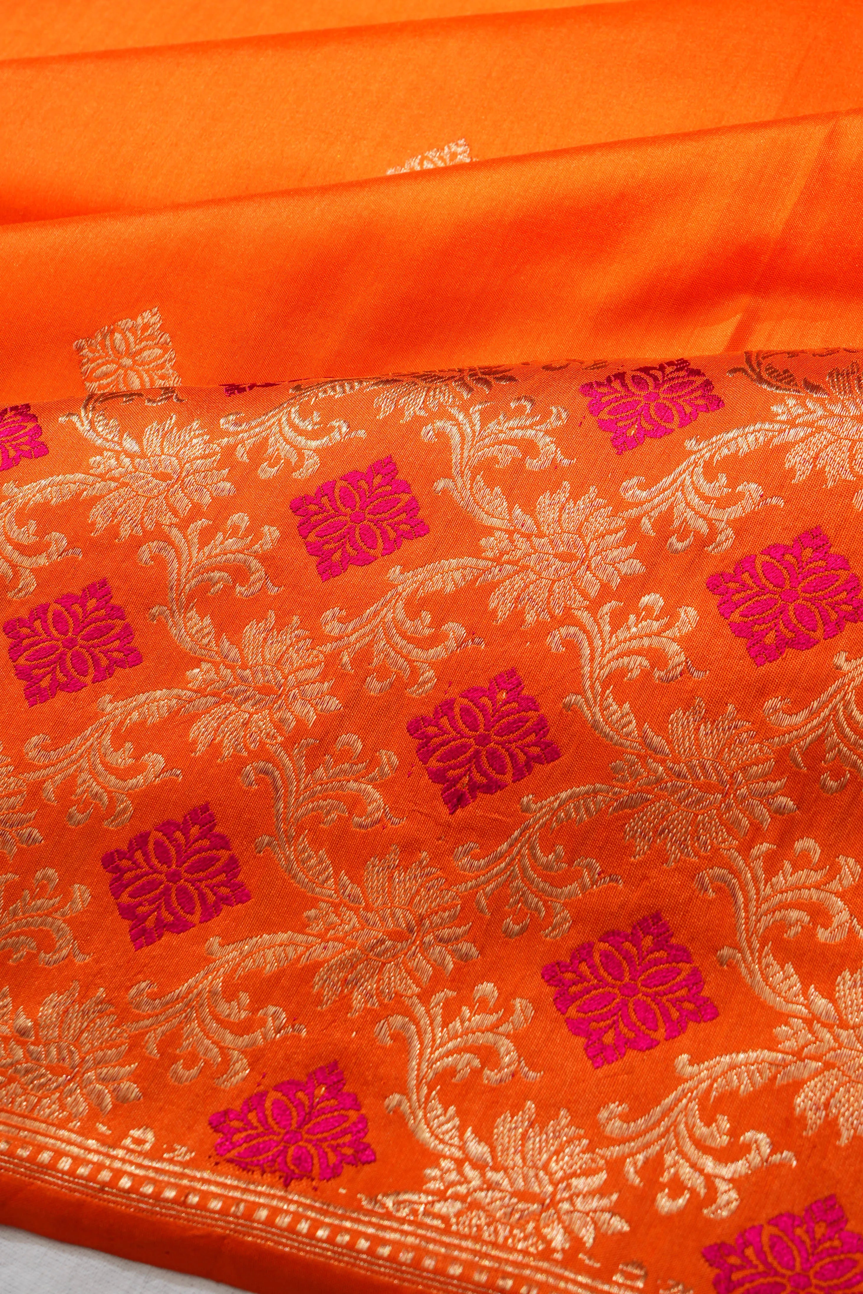 Banarasi Silk Butta Orange Saree