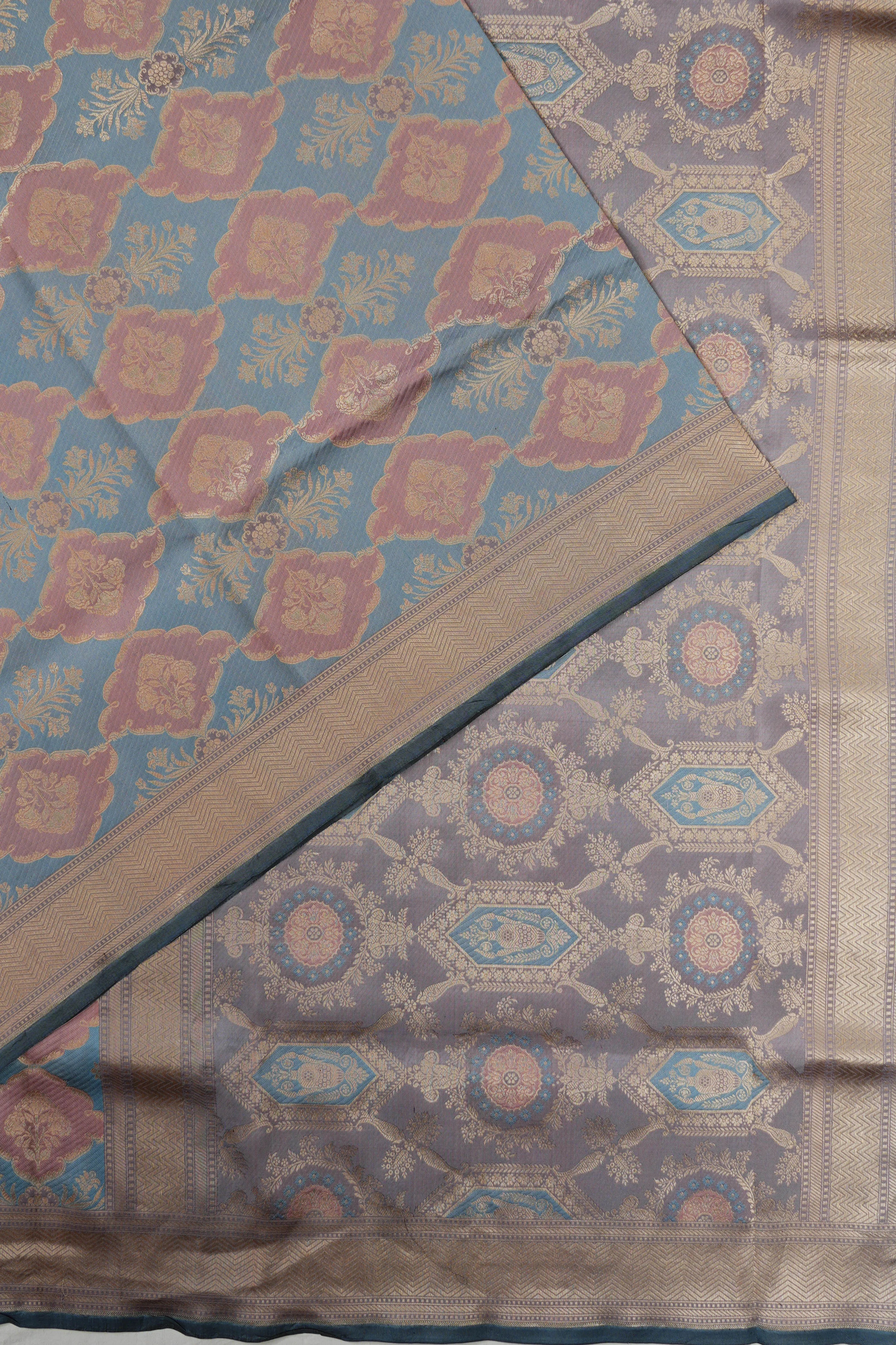 Banarasi Silk Brocade Blue Saree