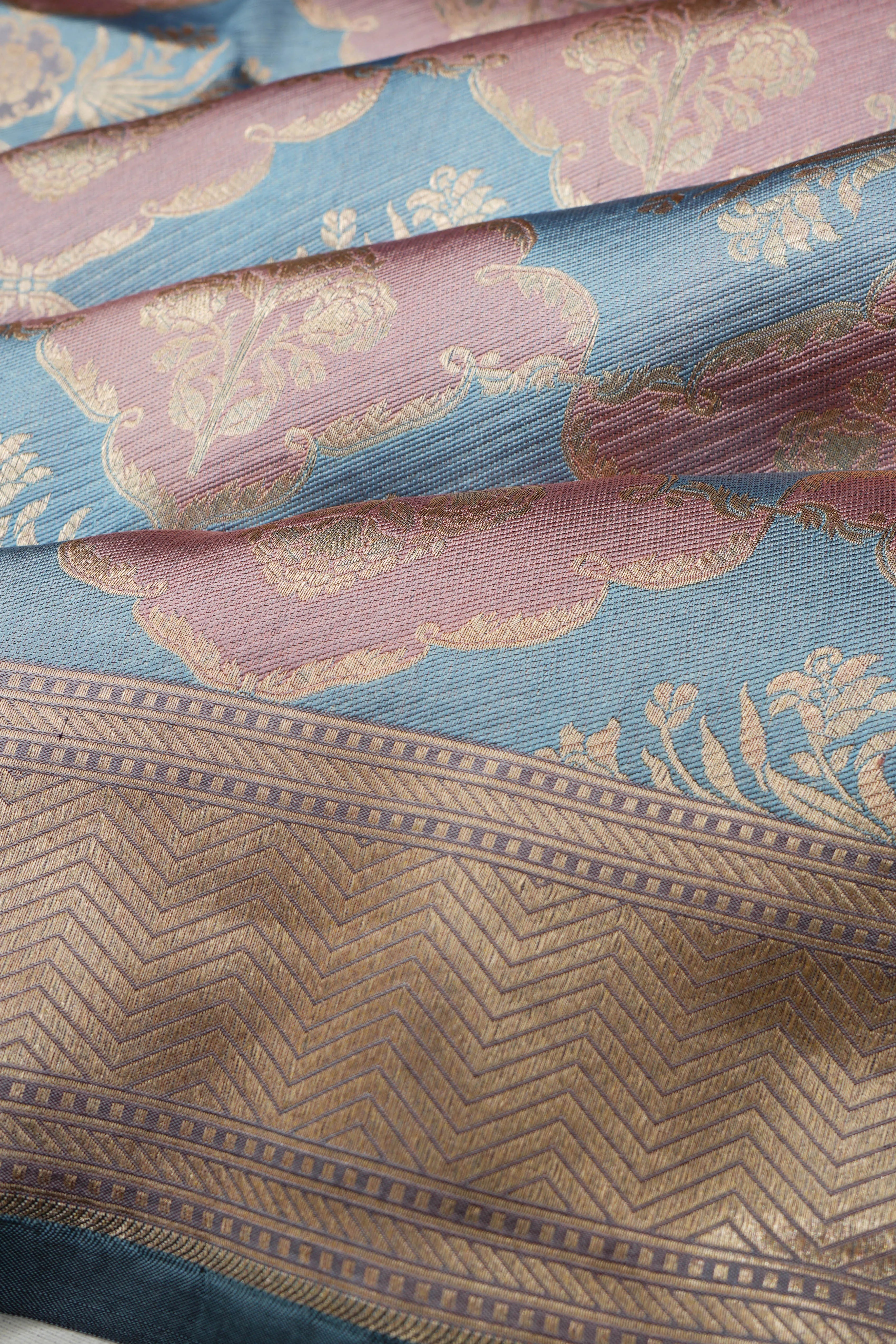 Banarasi Silk Brocade Blue Saree