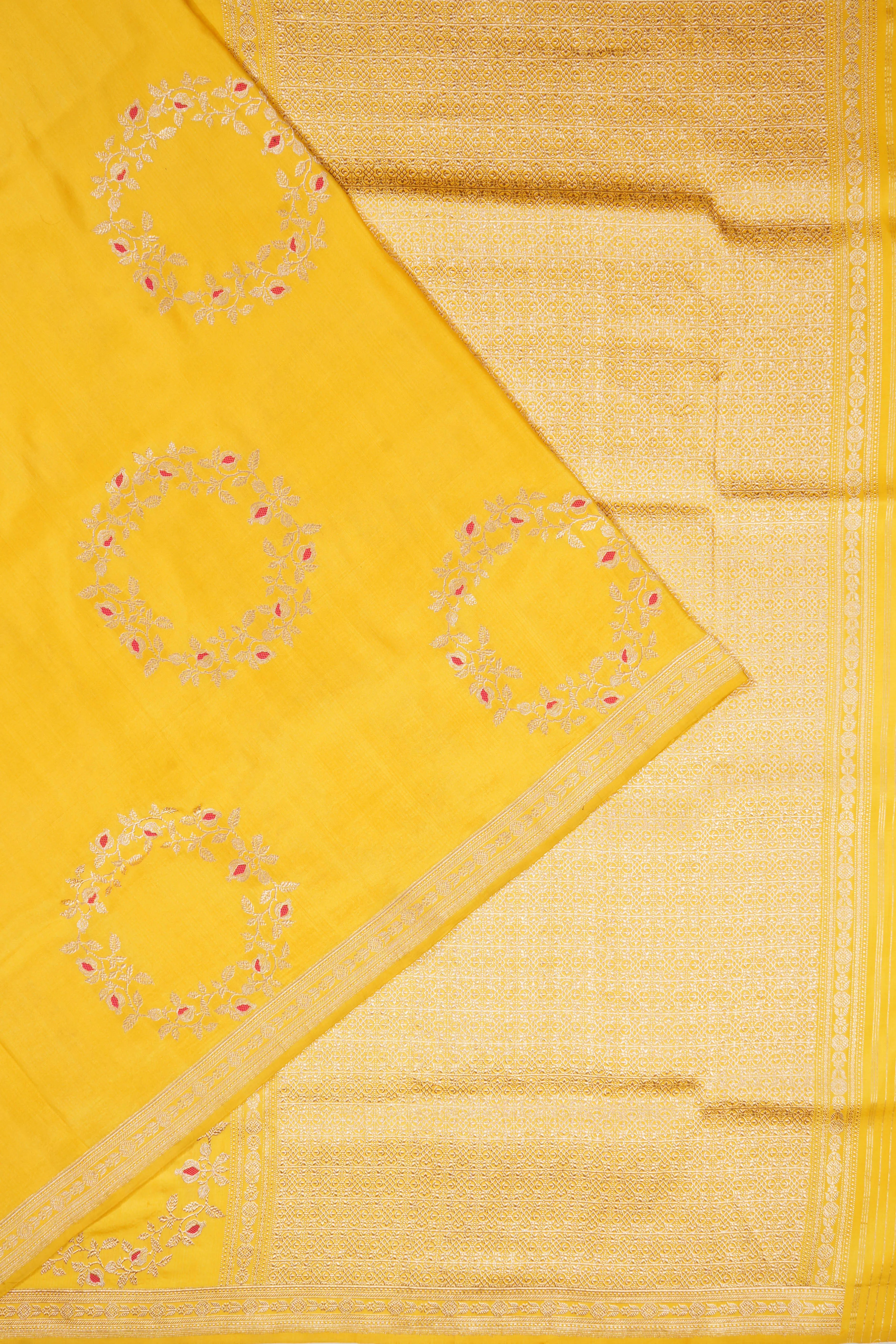 Banarasi Katan Silk Butta Yellow Saree