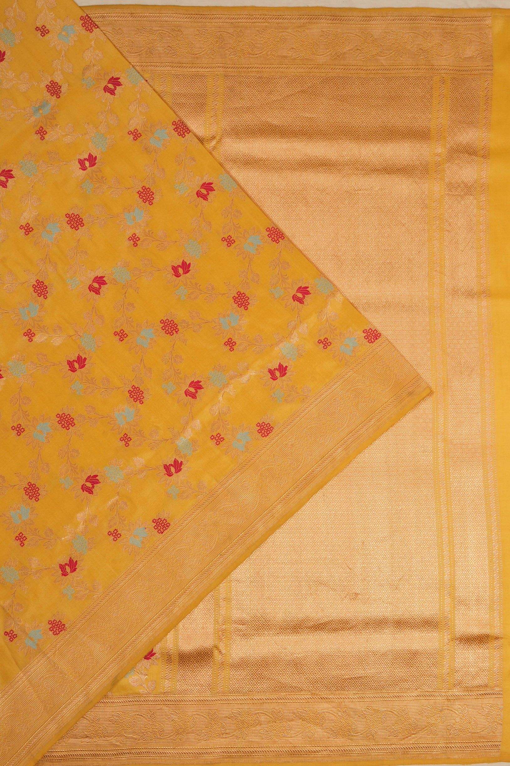 Banarasi Silk Meenakari Jaal Yellow Saree