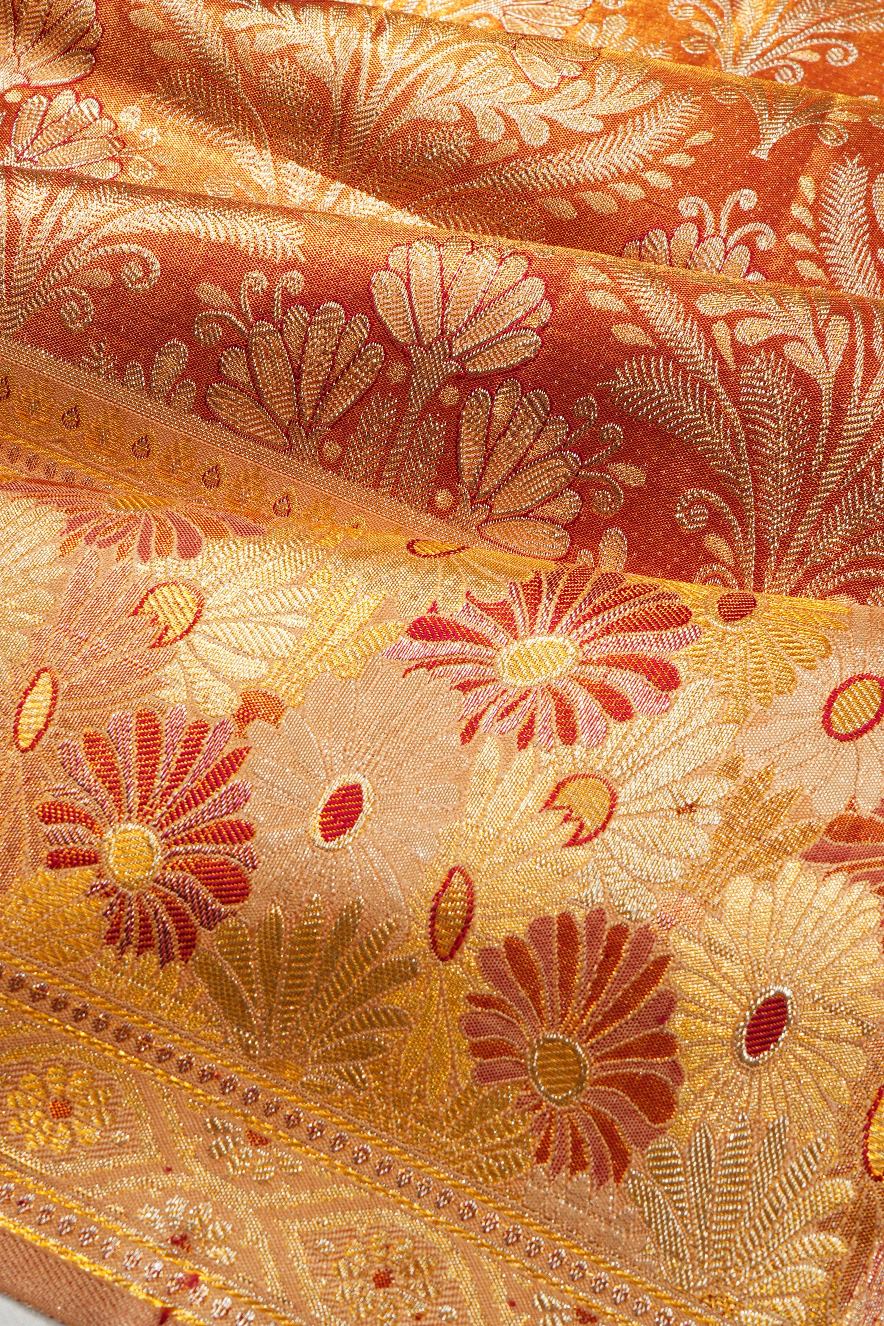 Kanchipuram Silk Tissue Brocade Red Saree