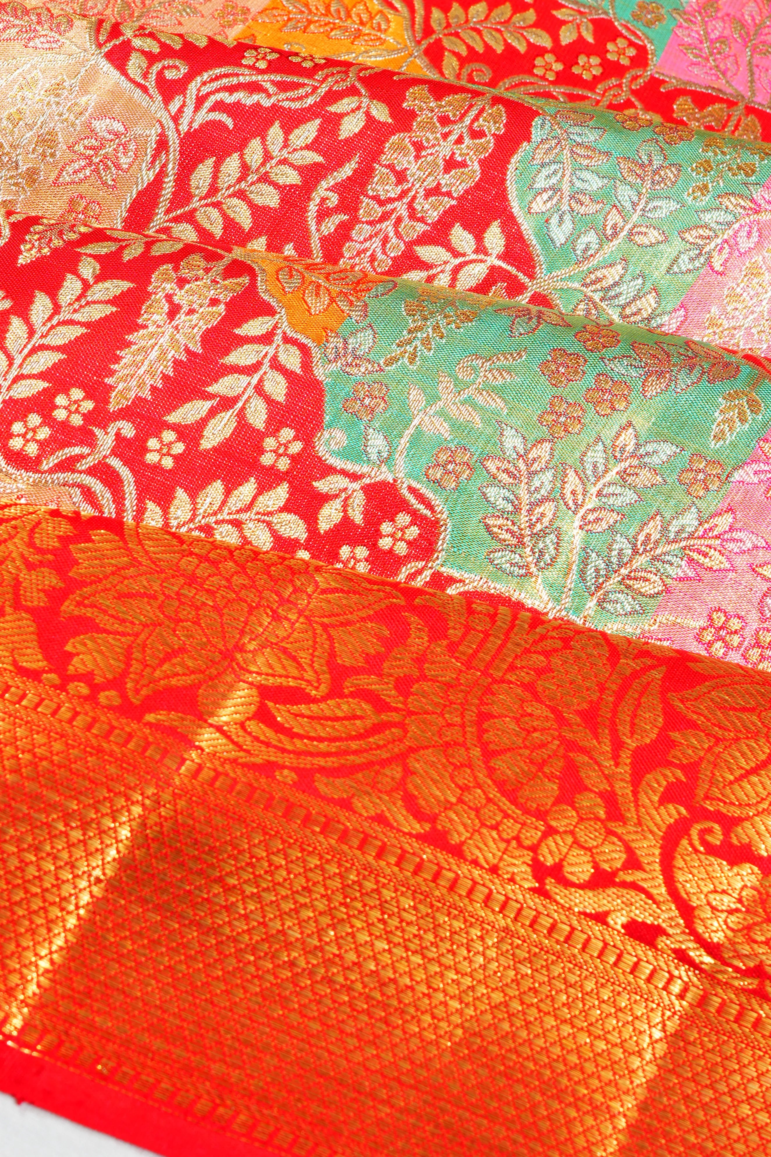 Kanchipuram Silk Tissue Brocade Rangkat Inspired Red Saree