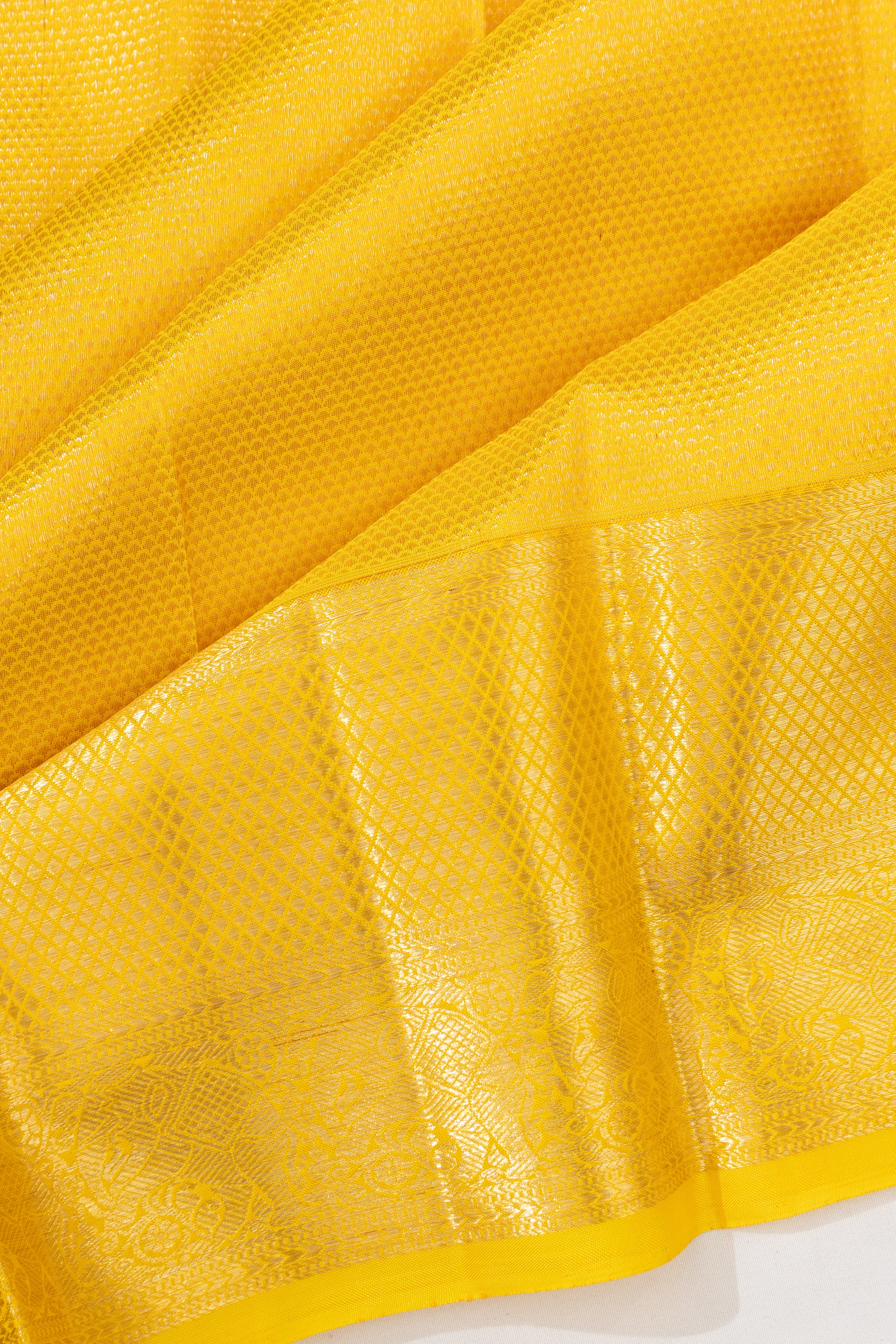 Kanchipuram Silk Brocade Yellow Saree