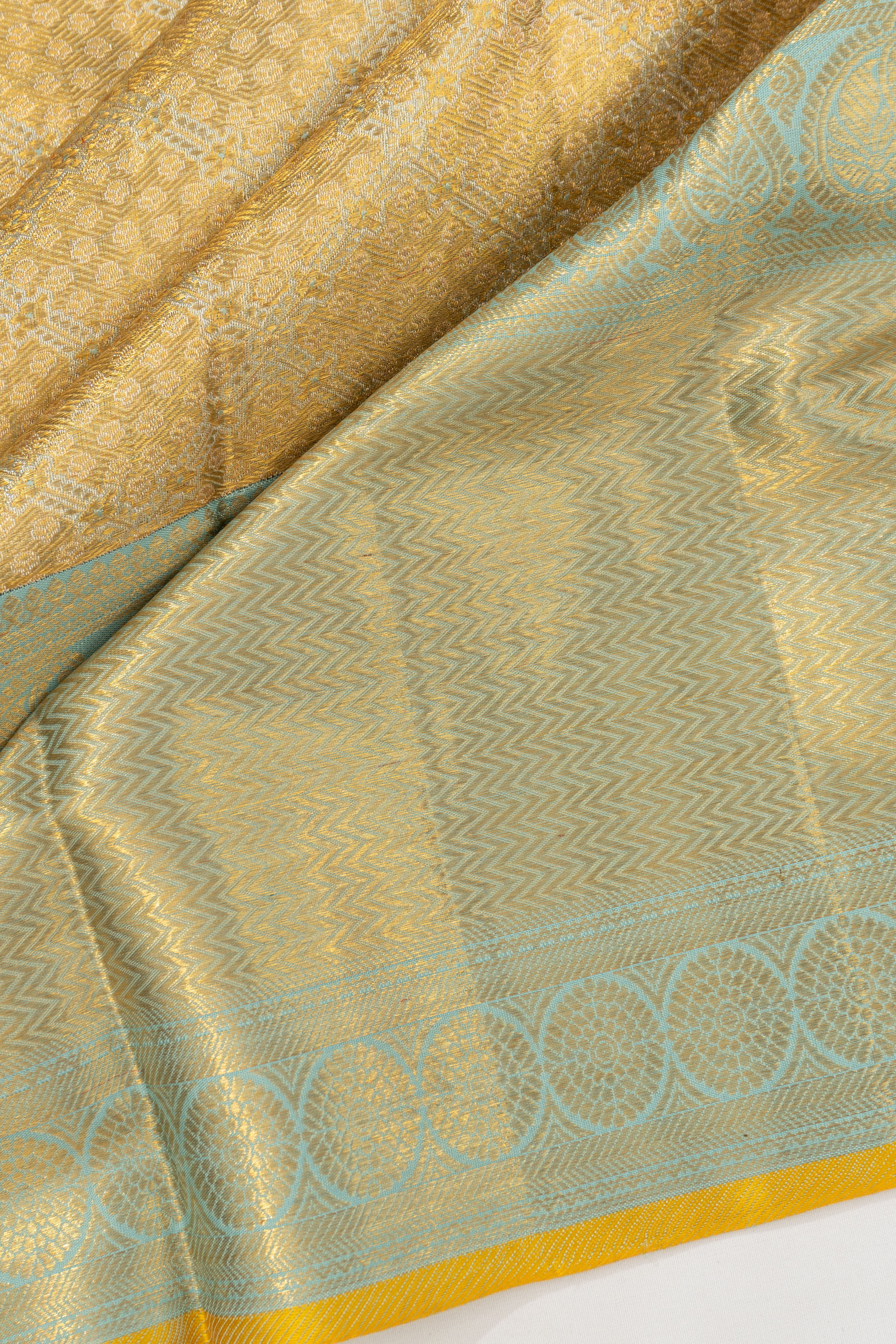 Kanchipuram Silk Tissue Brocade Gold Saree