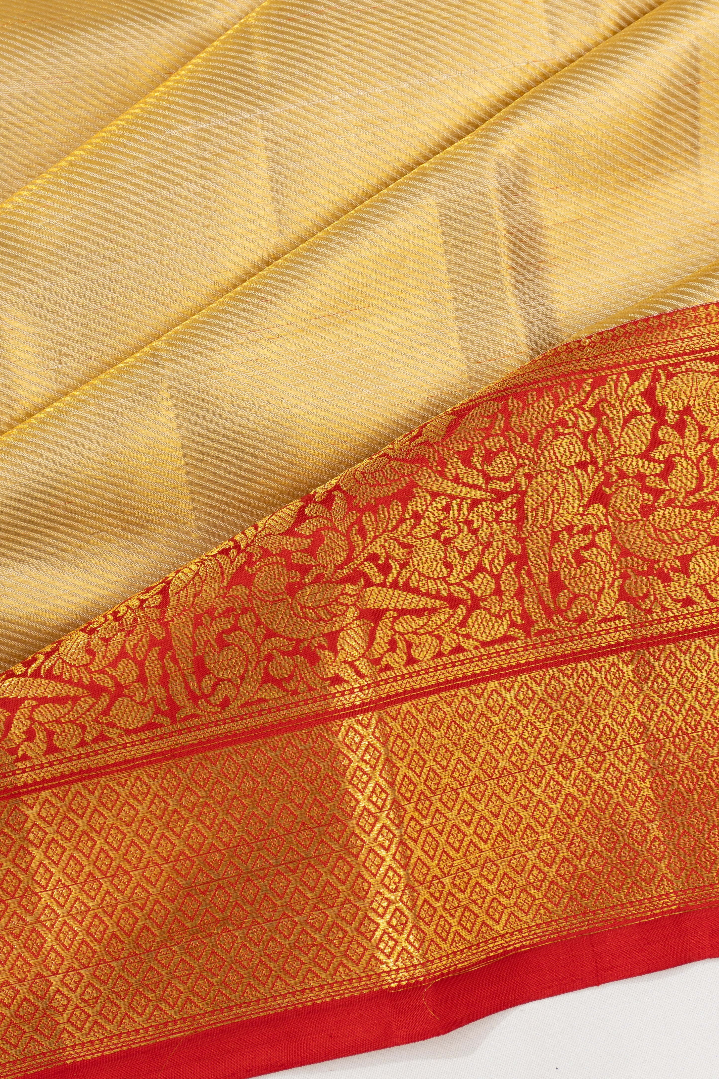 Kanchipuram Silk Tissue Brocade Gold Saree