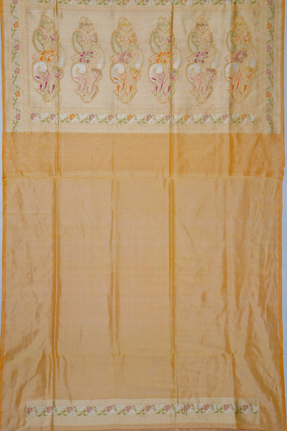 Banarasi Silk Tissue Jaal Yellow Saree