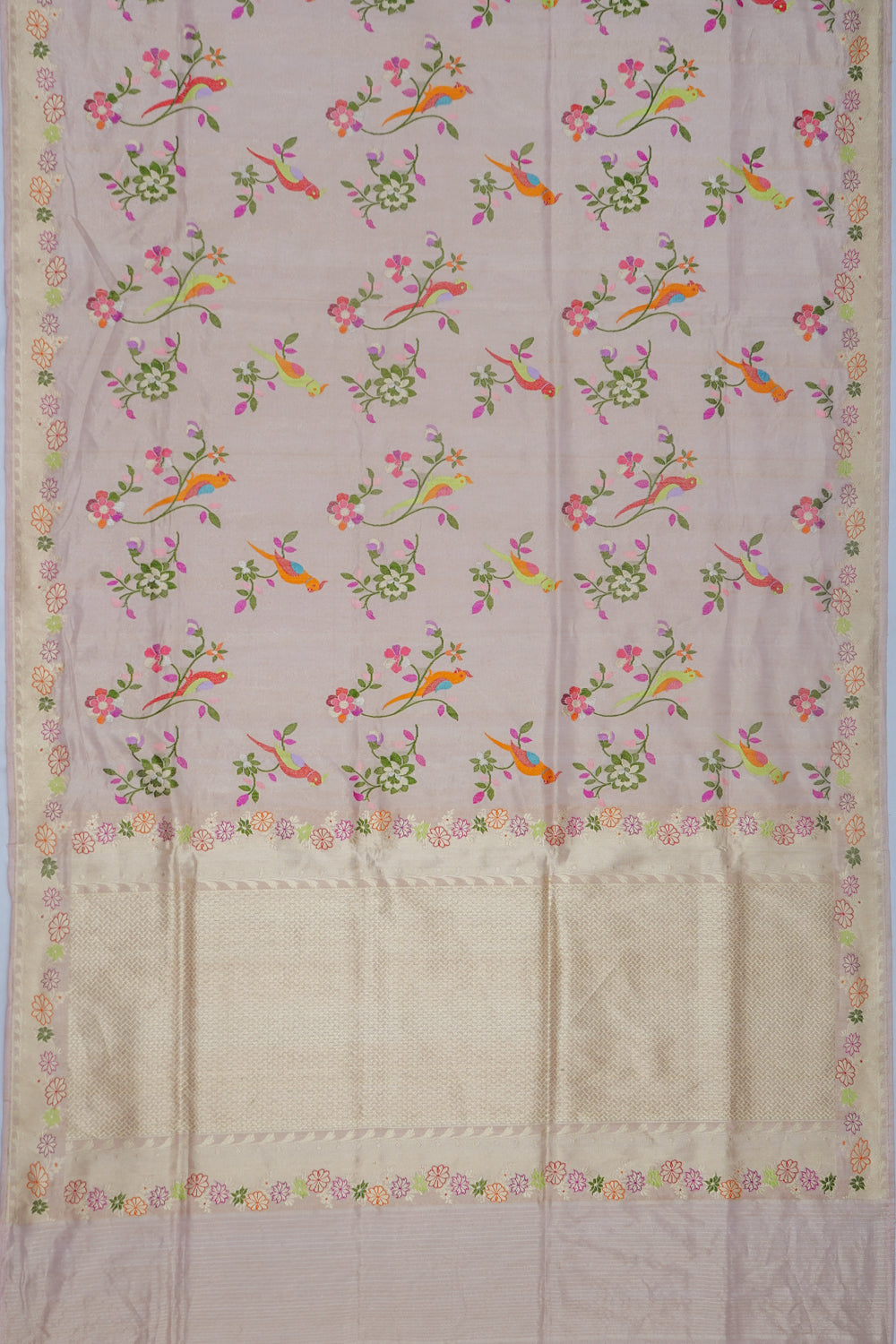 Banarasi Silk Tissue Meenakari Butta Baby Pink Saree