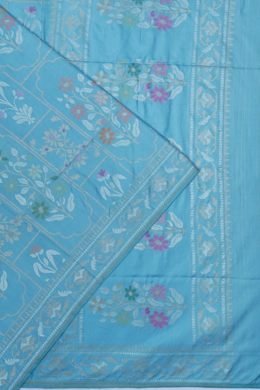 Banarasi Silk Brocade Pastel Blue Saree