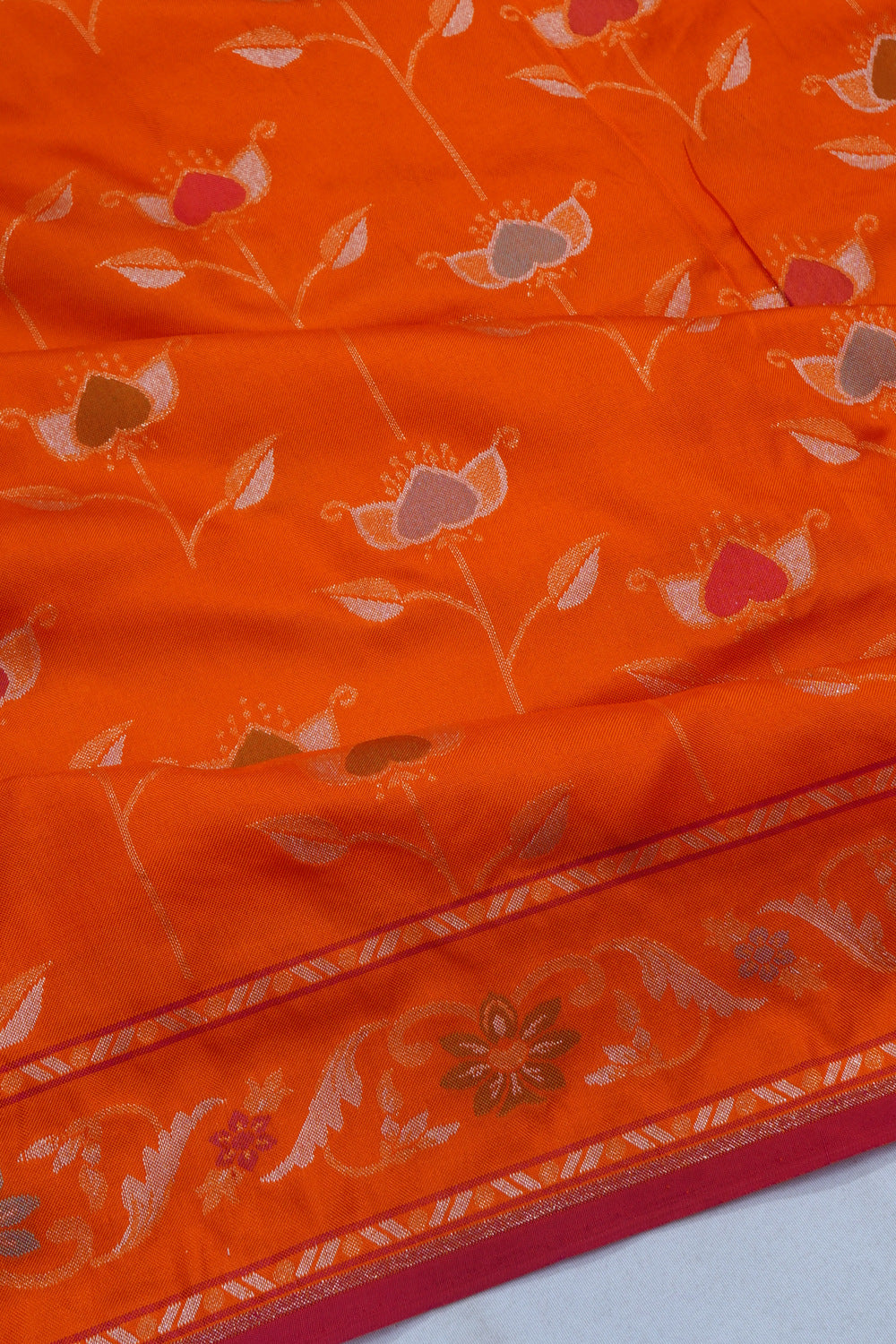 Banarasi Silk Brocade Orange Saree