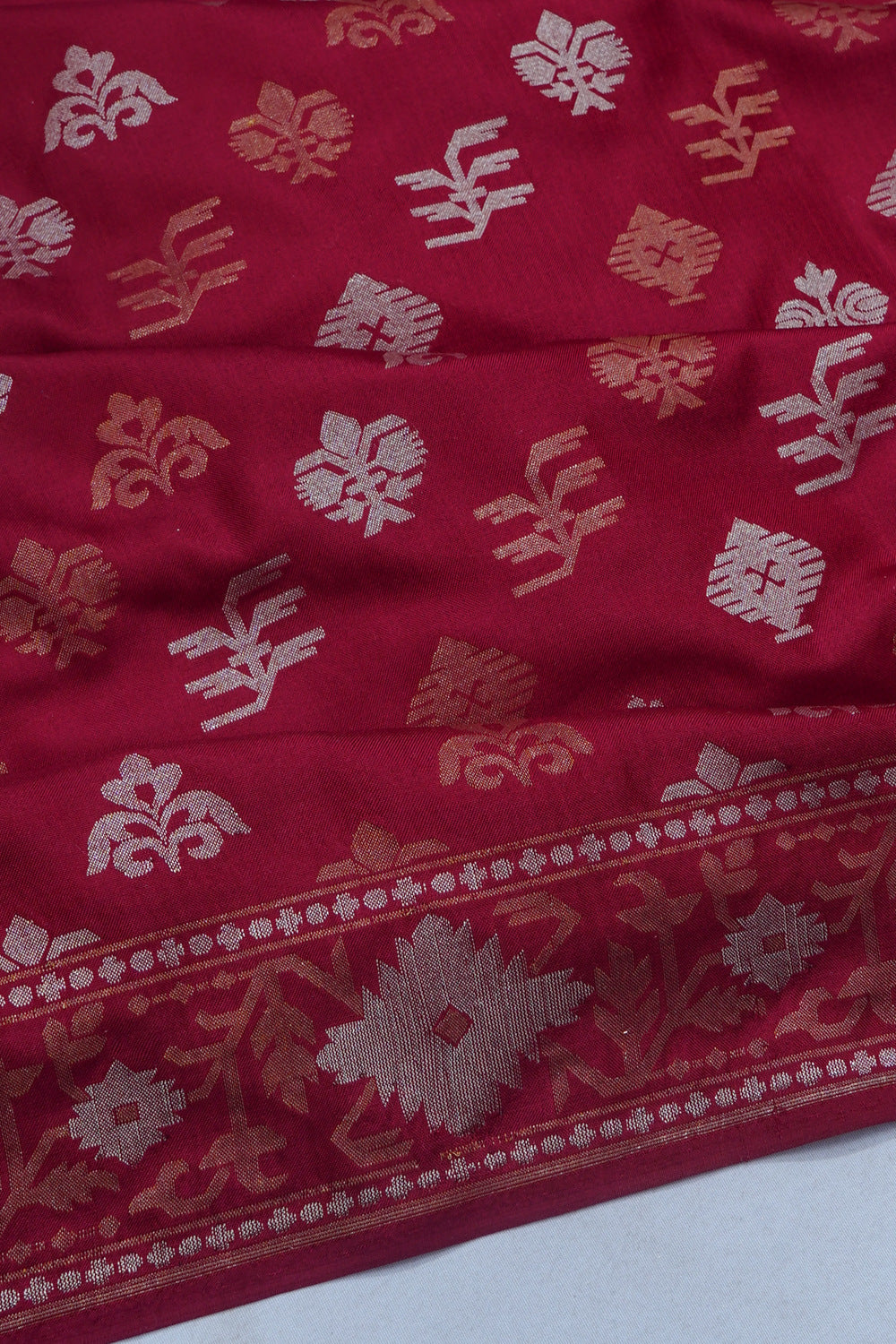 Banarasi Silk Butta Maroon Saree