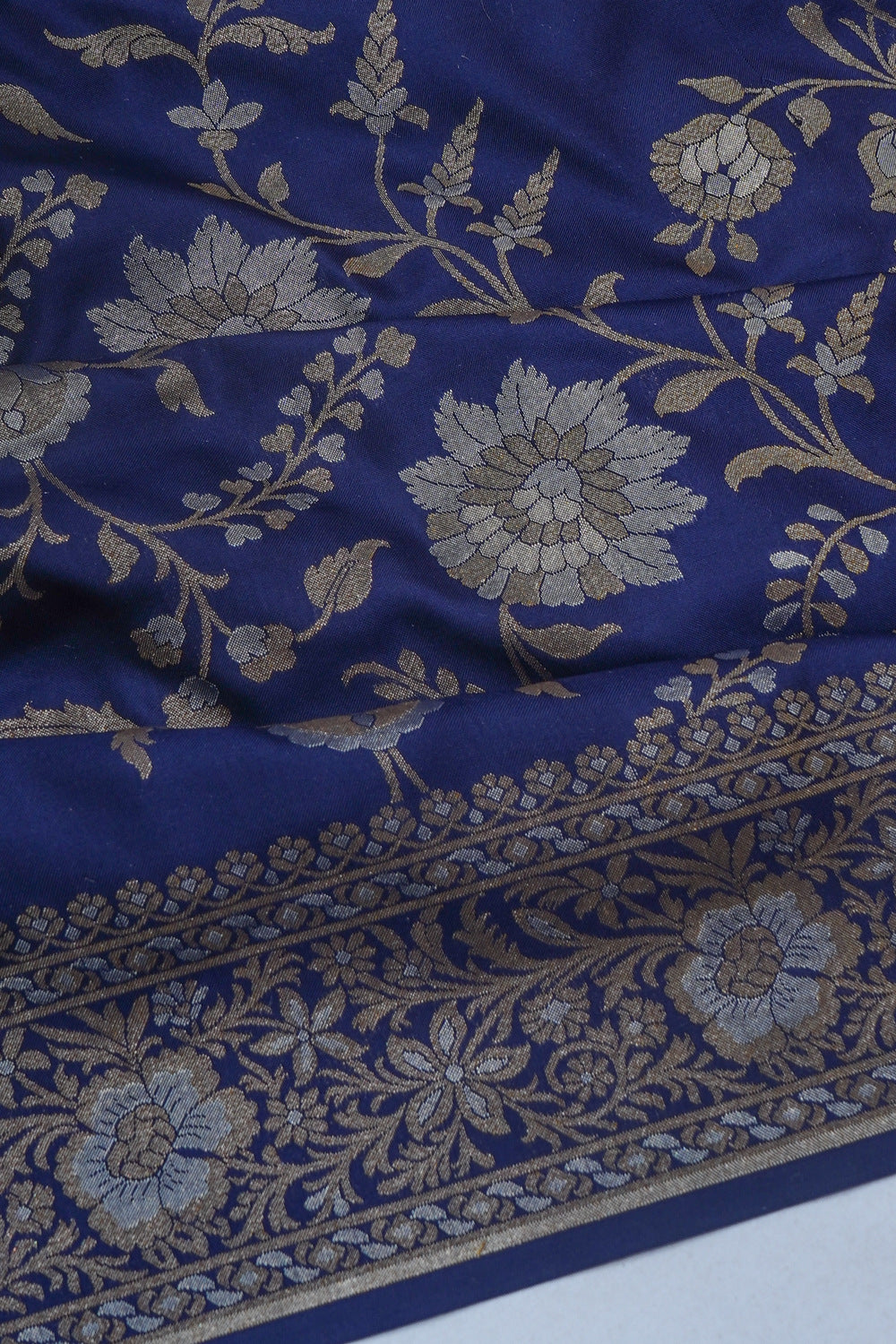 Banarasi Silk Jaal Dark Blue Saree